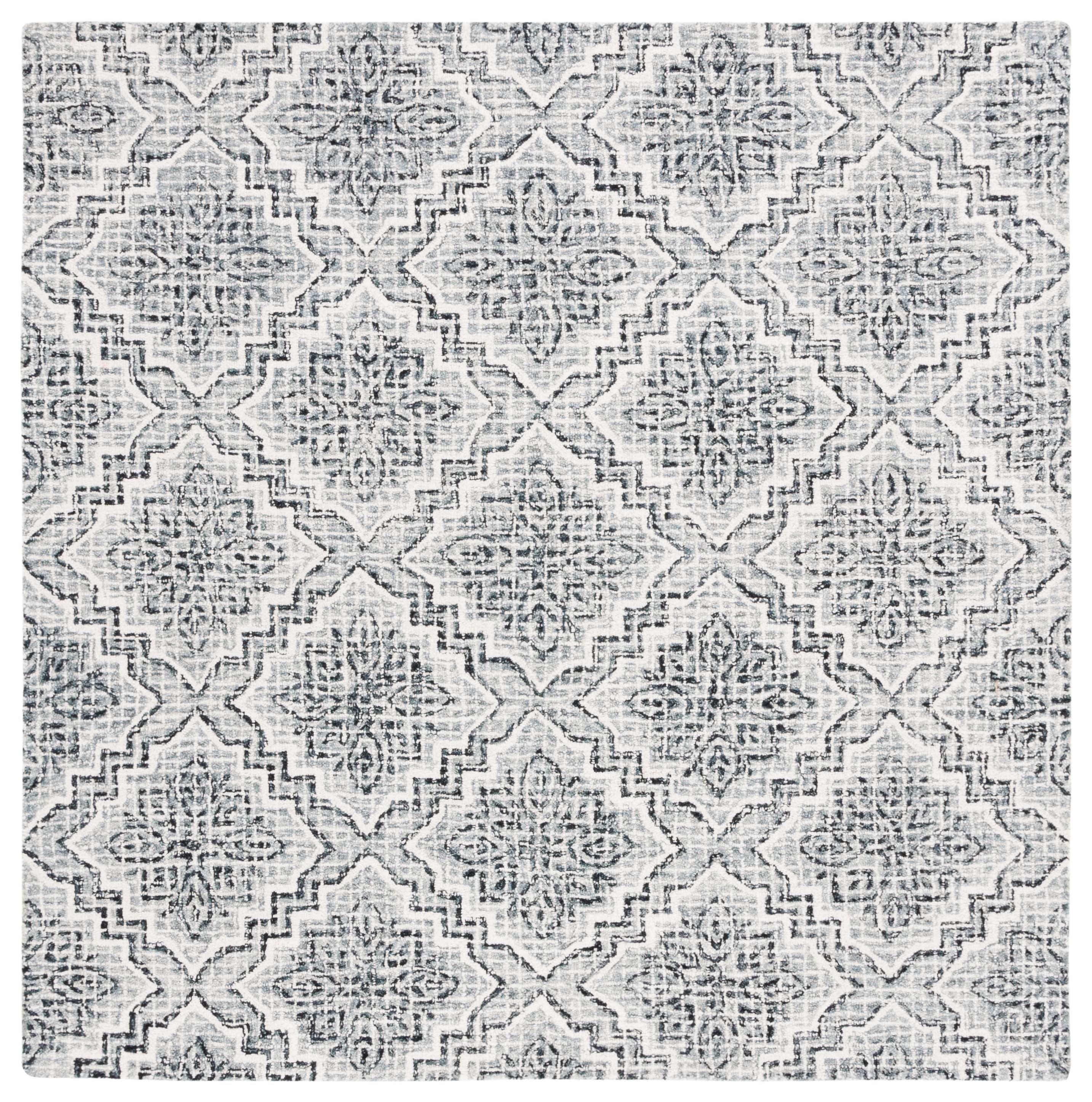 Abstract ABT201 Handmade Indoor Area Rug - Dark Blue/Grey - 6'x6' - Safavieh