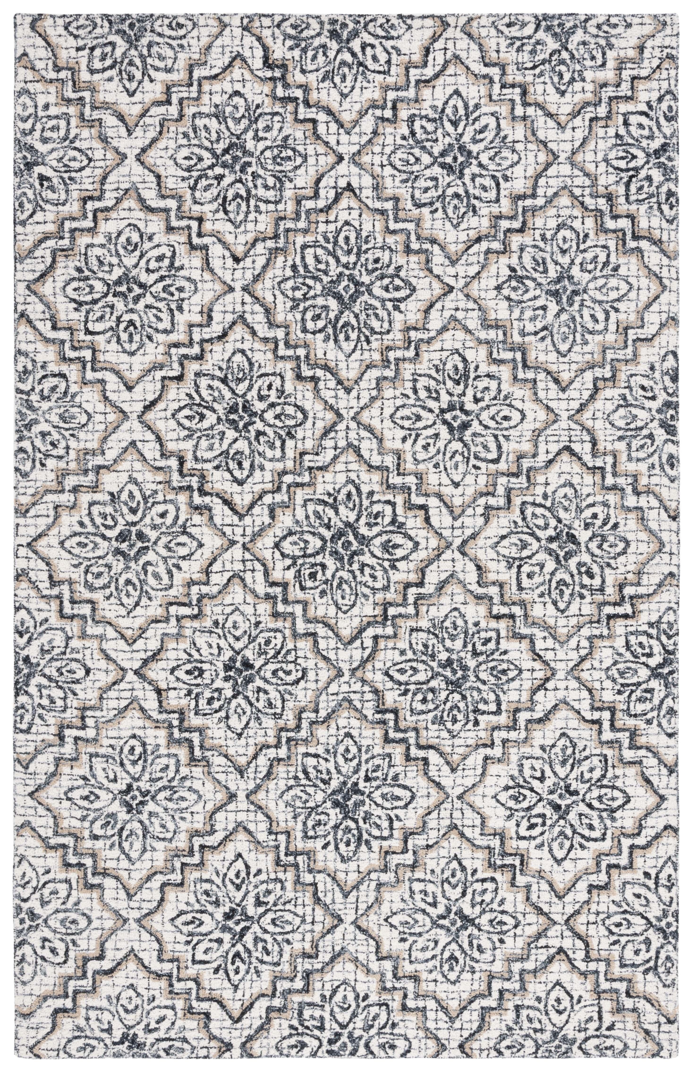 Abstract ABT201 Handmade Indoor Accent Rug - Ivory/Navy - 3'x5' - Safavieh