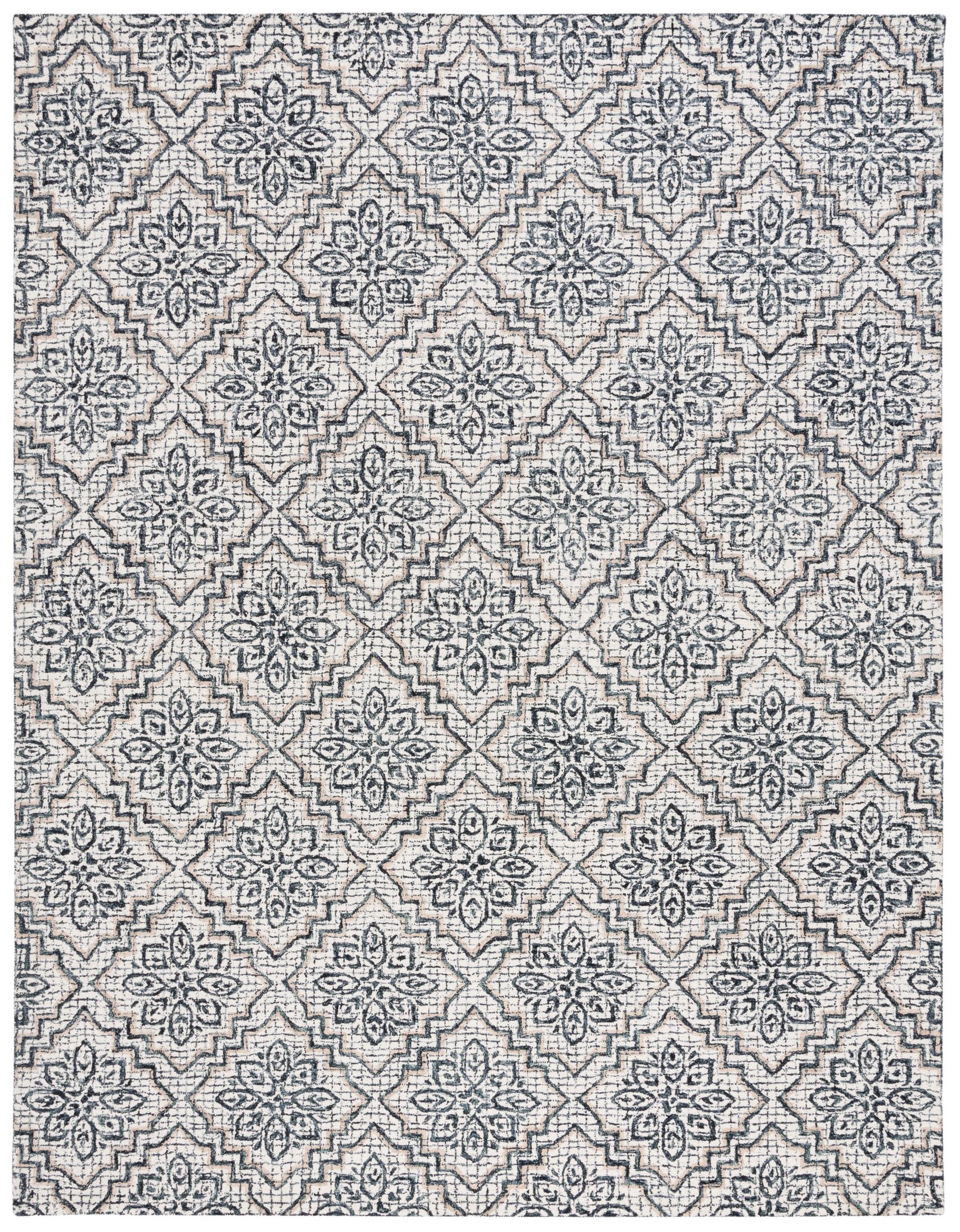 SAFAVIEH Abstract Drew Abstract Wool Area Rug, Ivory/Navy, 8' x 10'