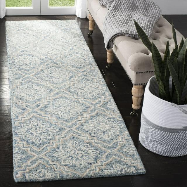 Abstract ABT201 Handmade Indoor Runner - Blue/Grey - 2'-3"x12' - Safavieh