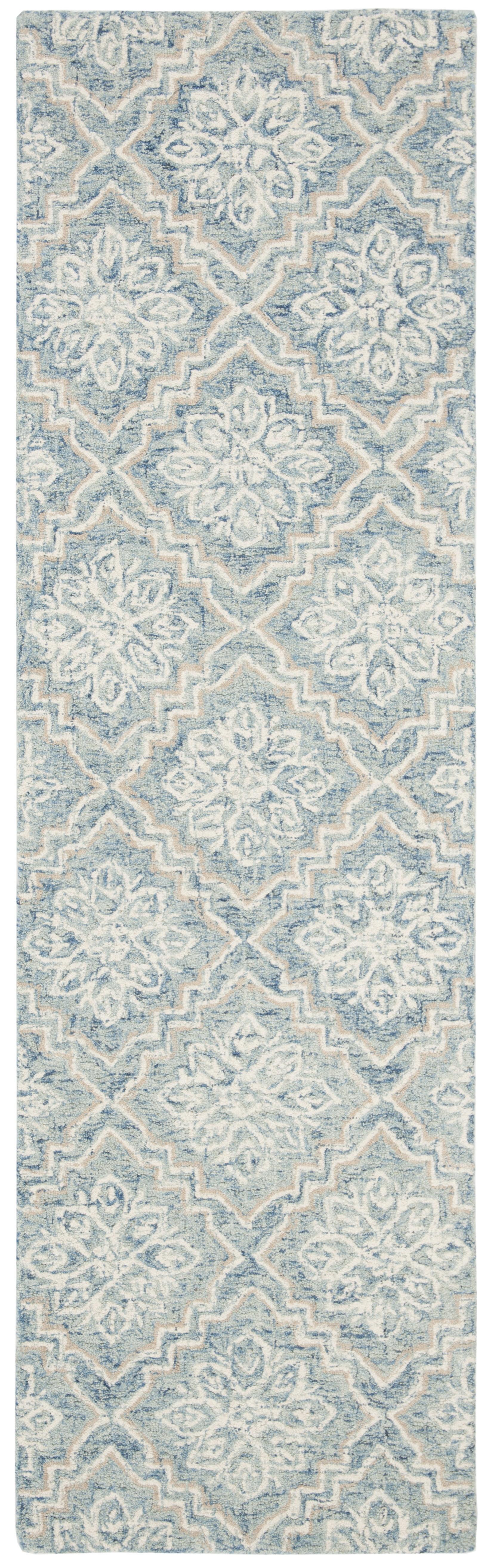 Abstract ABT201 Handmade Indoor Runner - Blue/Grey - 2'-3"x12' - Safavieh