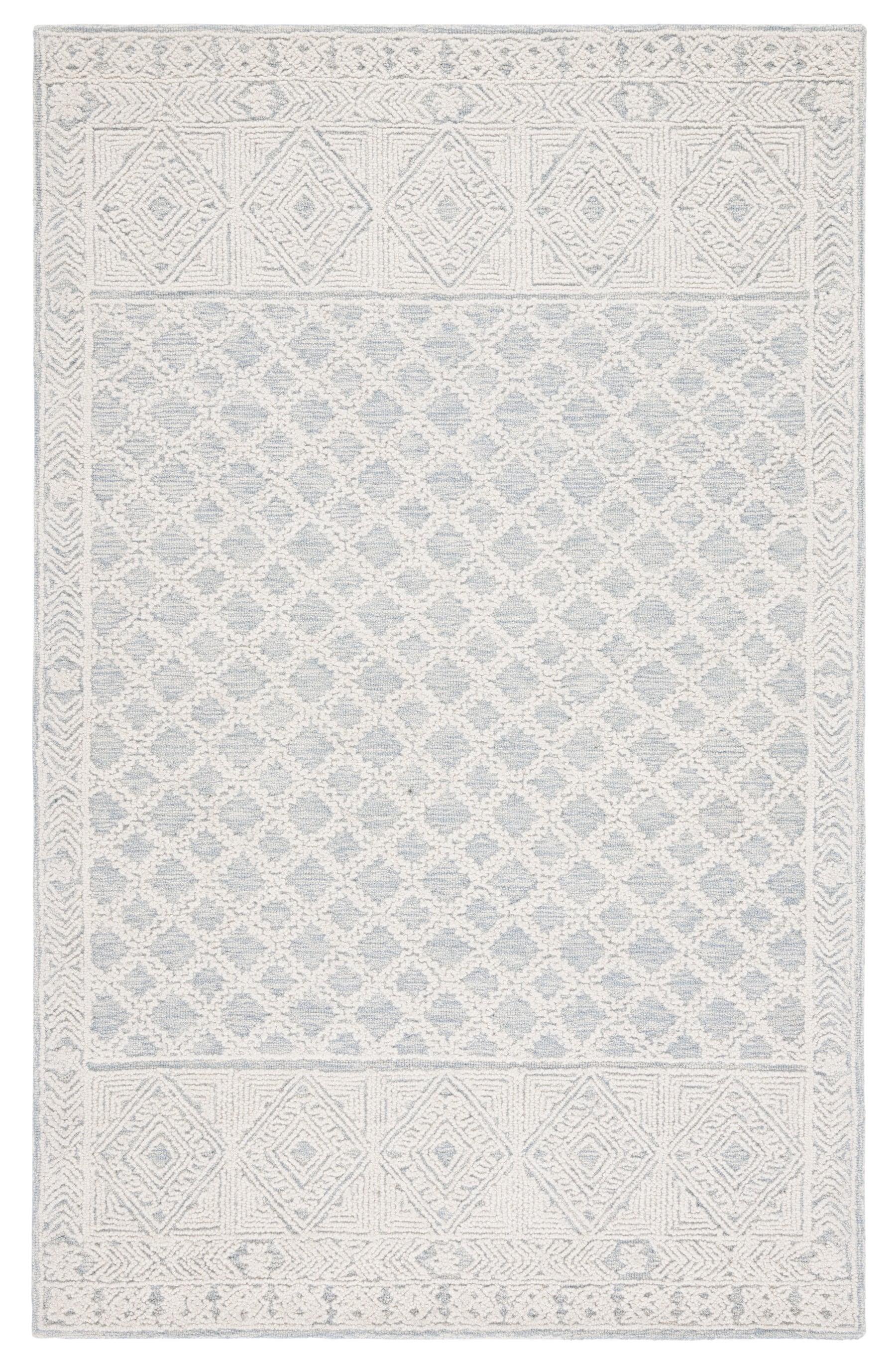 Abstract Harmony 47" Square Hand-Tufted Wool Area Rug in Blue