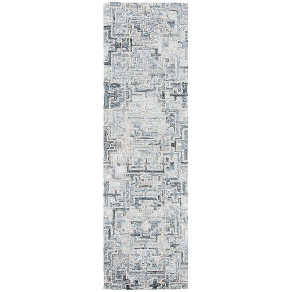 Abstract ABT142 Handmade Indoor Runner - Ivory/Black - 2'-3"x10' - Safavieh