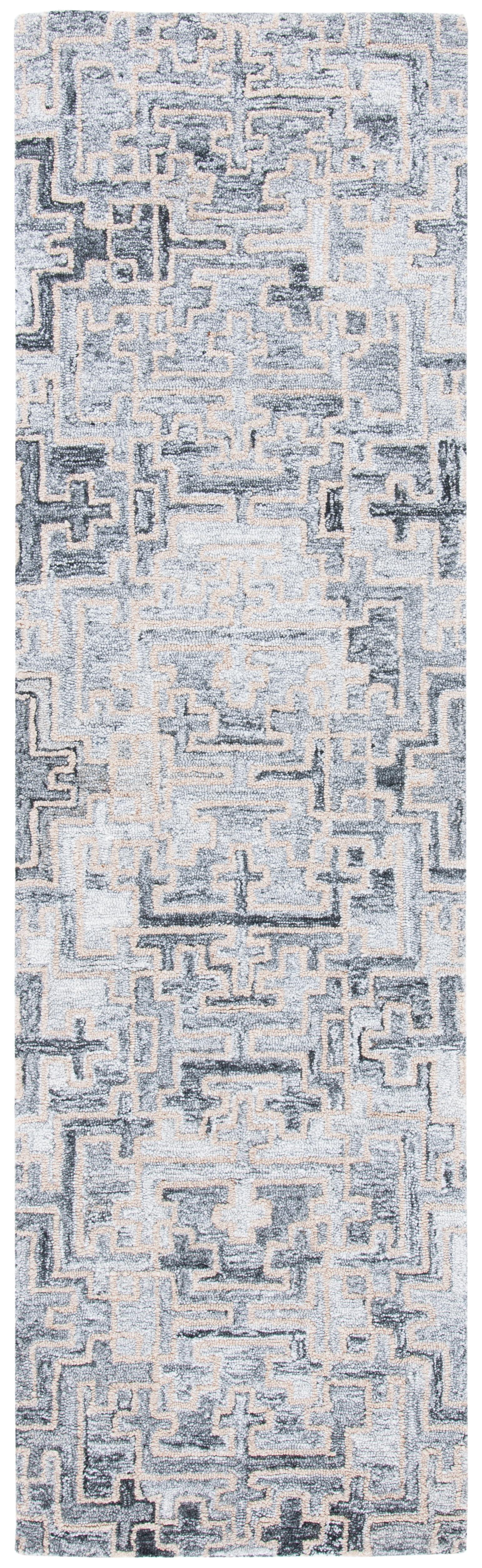 SAFAVIEH Abstract Edvin Geometric Runner Rug, Ivory/Black, 2'3" x 6'