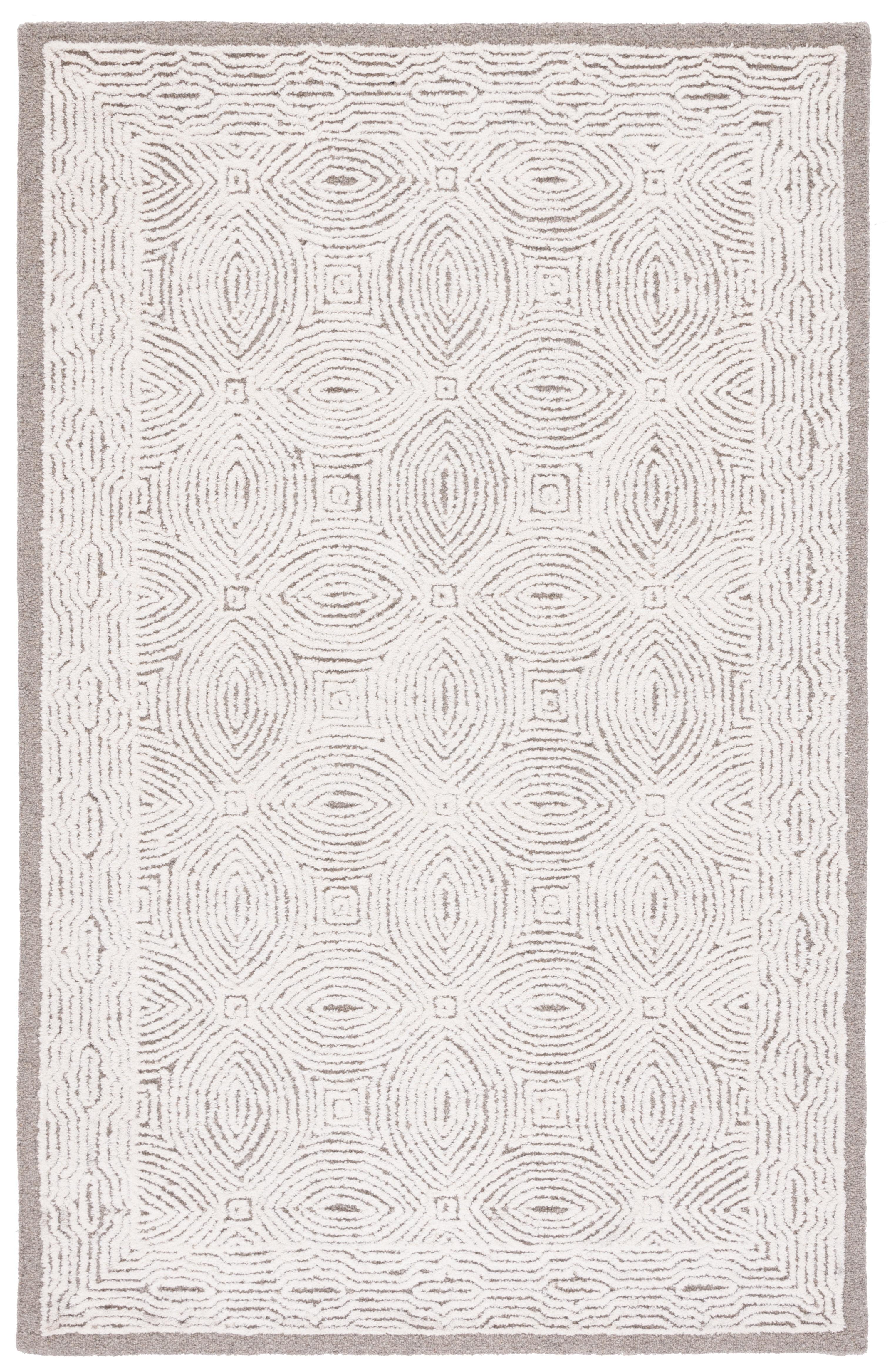 Ivory Abstract Handmade Wool 3' x 5' Tufted Area Rug