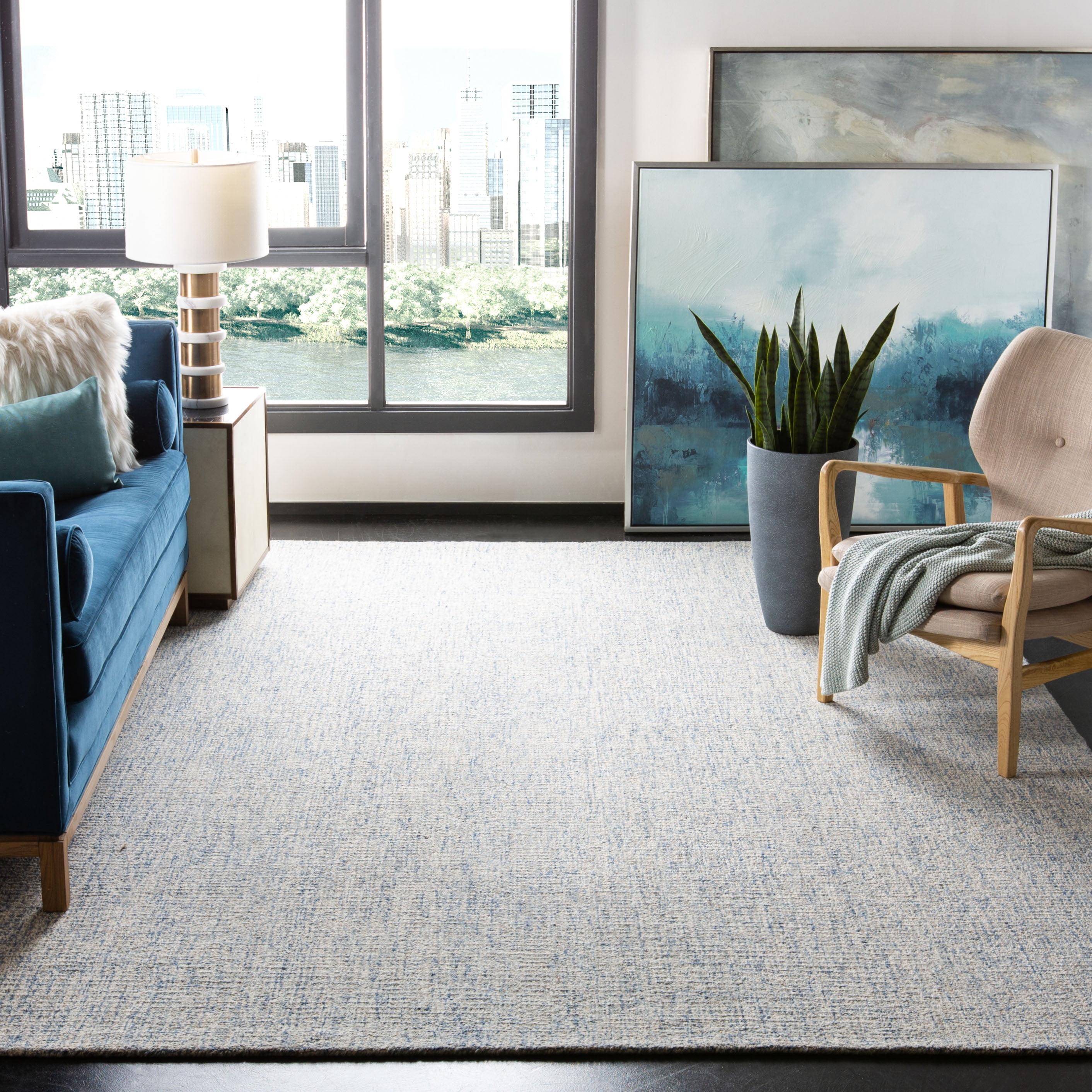 Abstract ABT471 Handmade Indoor Area Rug - Ivory/Blue - 9'x12' - Safavieh