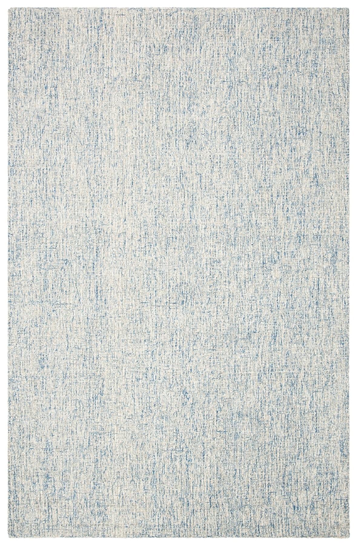 Ivory and Blue Abstract Hand-Tufted Wool Accent Rug - 27" x 4"