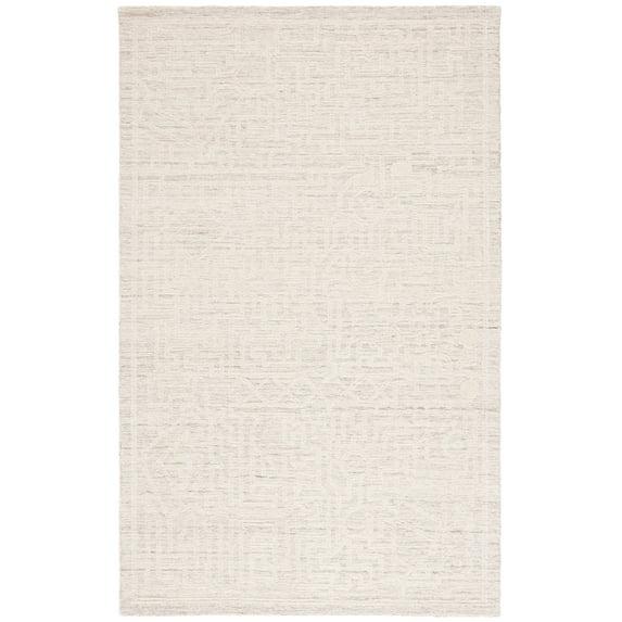 Abstract Ivory & Beige Handmade Wool Rug 4' x 6'