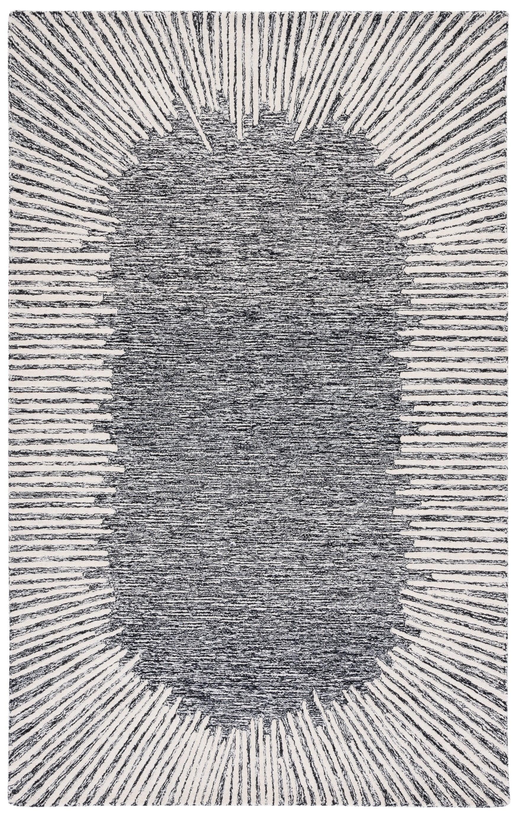 Abstract ABT478 Hand Tufted Area Rug - Black/Ivory - 4'x6' - Safavieh .