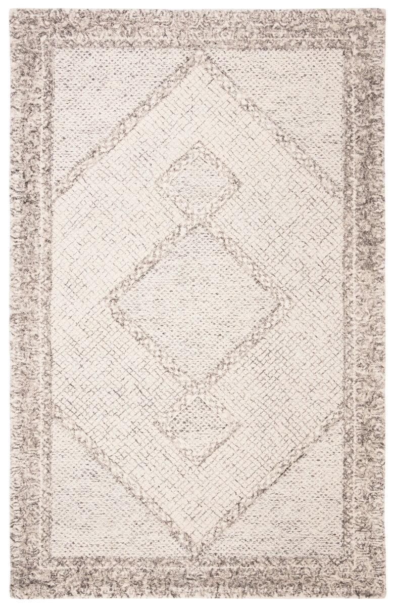 Ivory Abstract Hand-Tufted Wool Rectangular Rug 2' x 3'