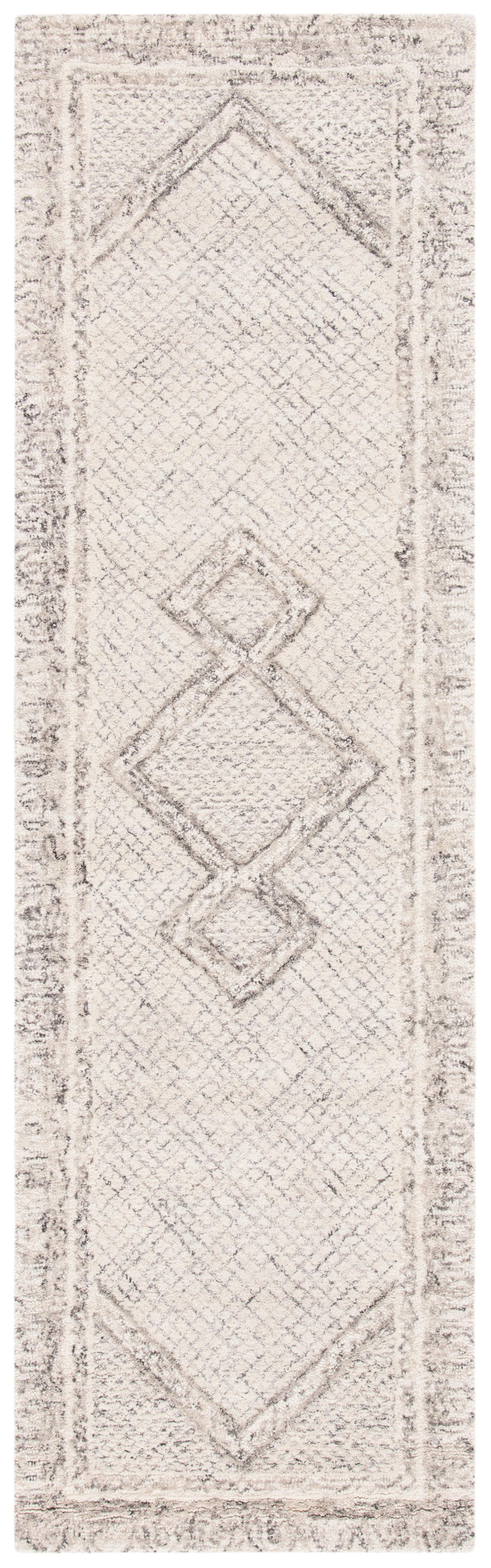 SAFAVIEH Abstract Grosvenor Geometric Wool Runner Rug, Ivory/Grey, 2'3" x 14'