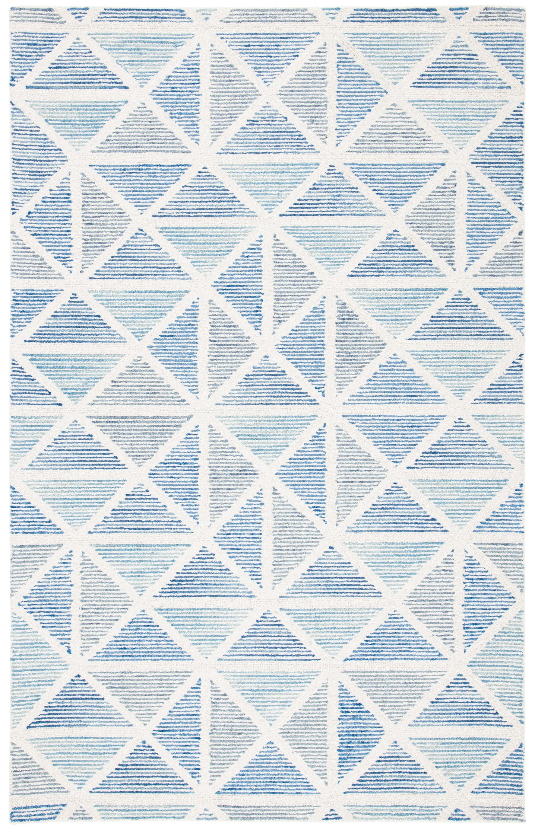 SAFAVIEH Abstract Hayleigh Geometric Area Rug, Ivory/Blue, 5' x 8'