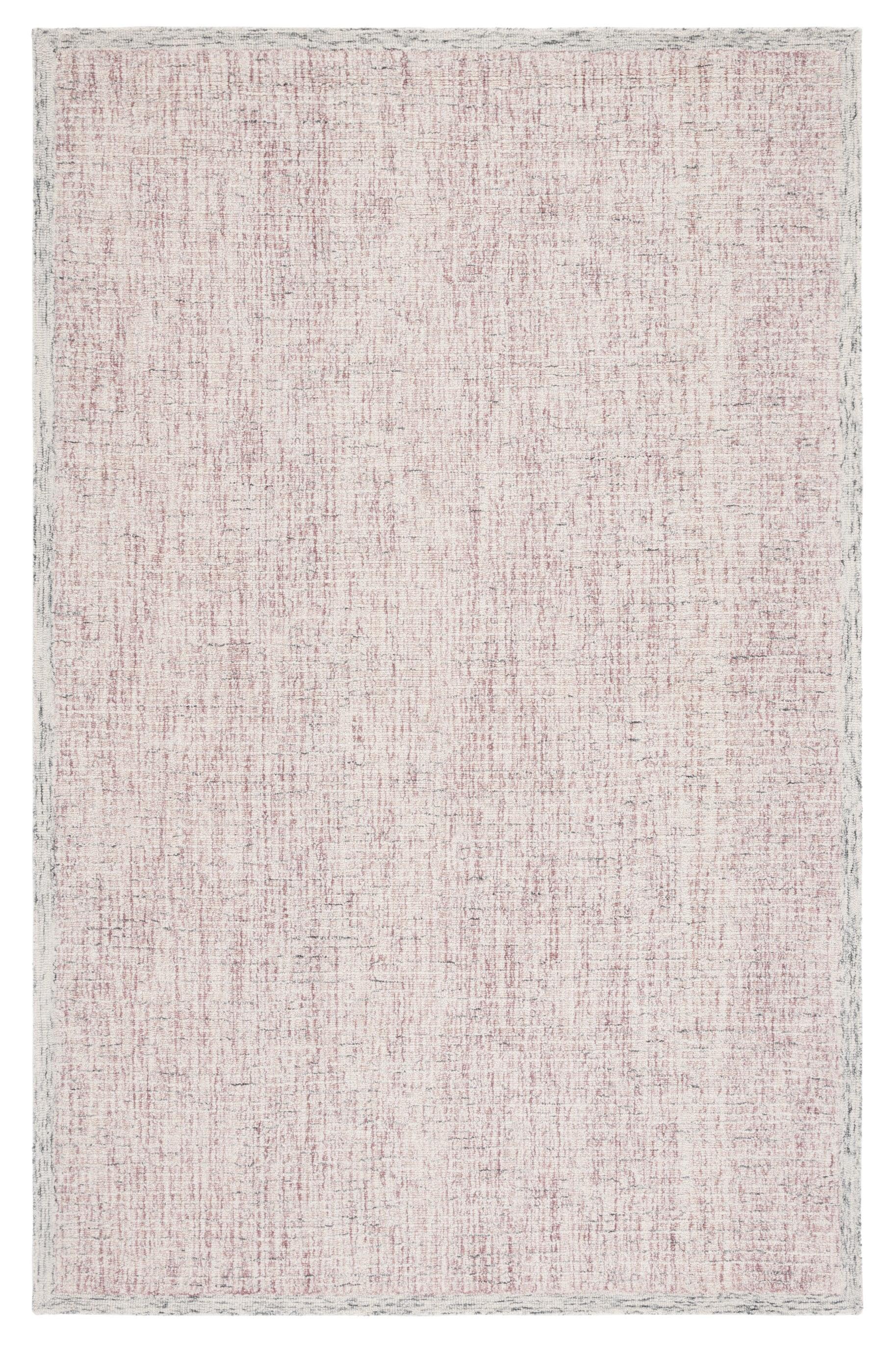 Pink and Ivory Abstract Hand-Tufted Wool Area Rug