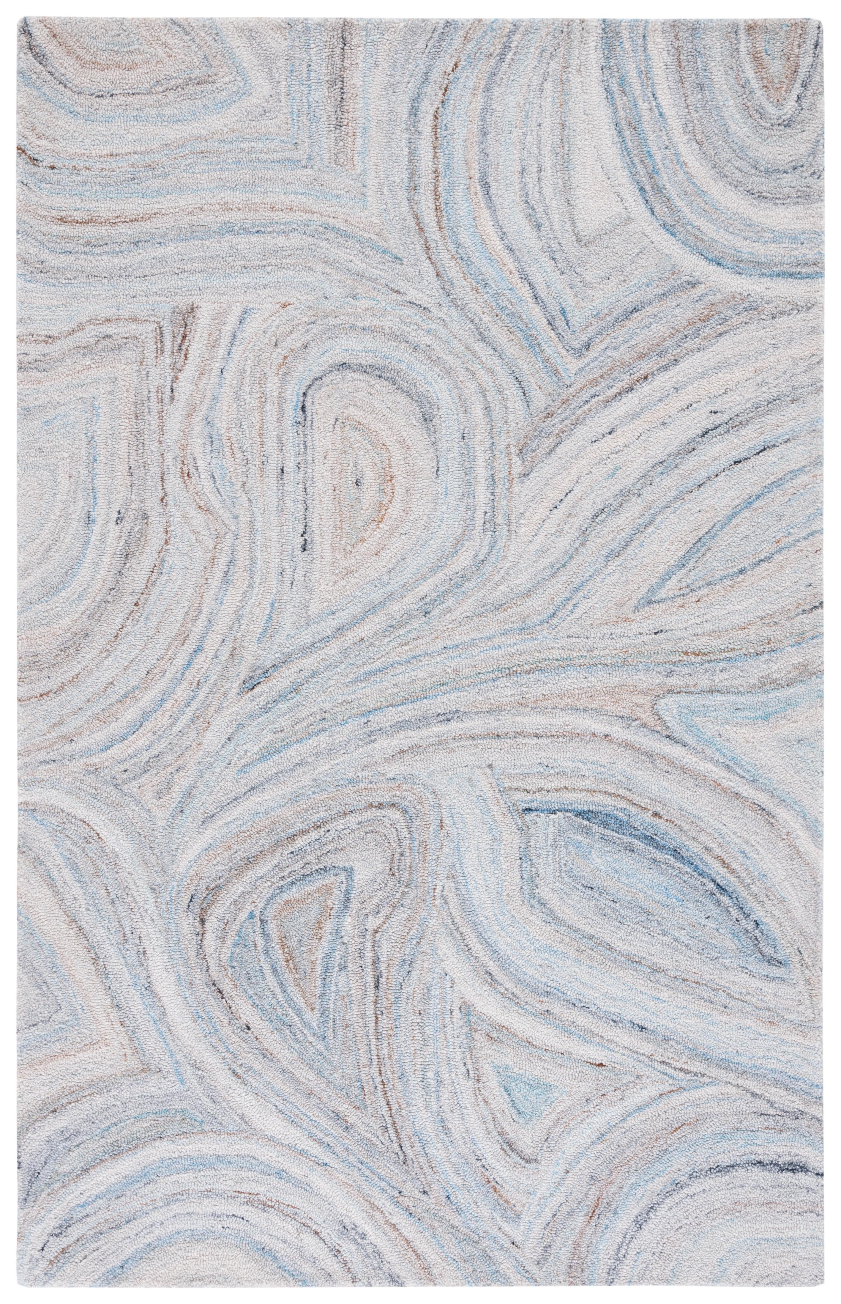 Harmonious Hues Blue Abstract Wool Blend 4' x 6' Area Rug