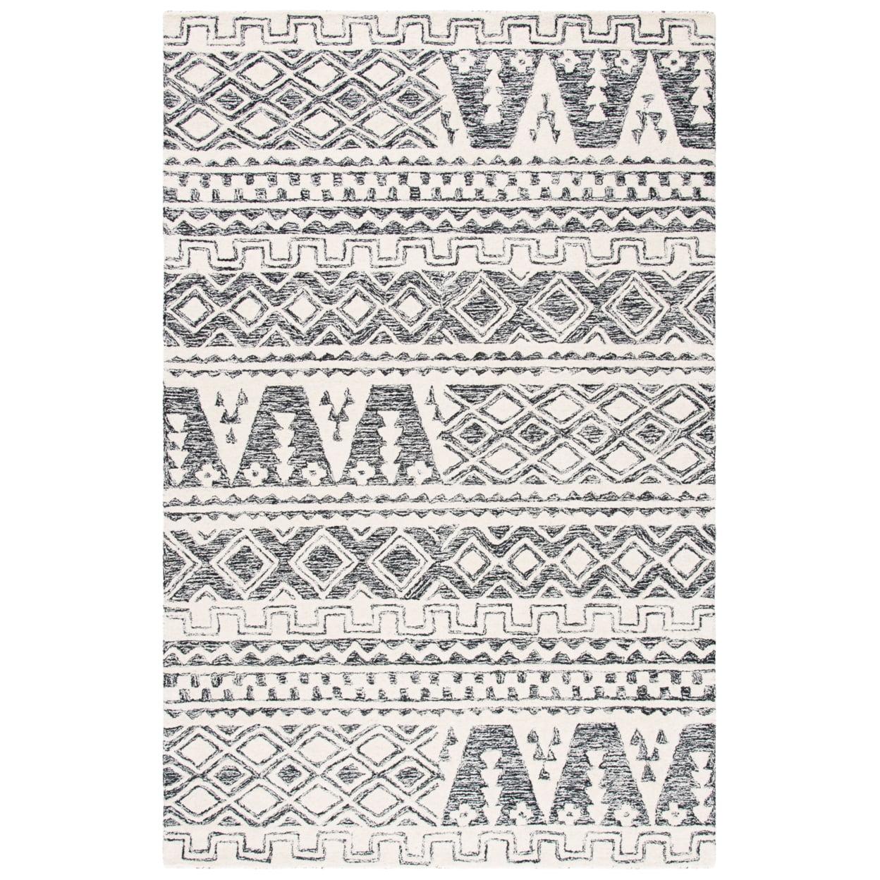 Augustine AGT849 Machine Made Indoor Area Rug - Black/Ivory - 6'-4"x6'-4" - Safavieh