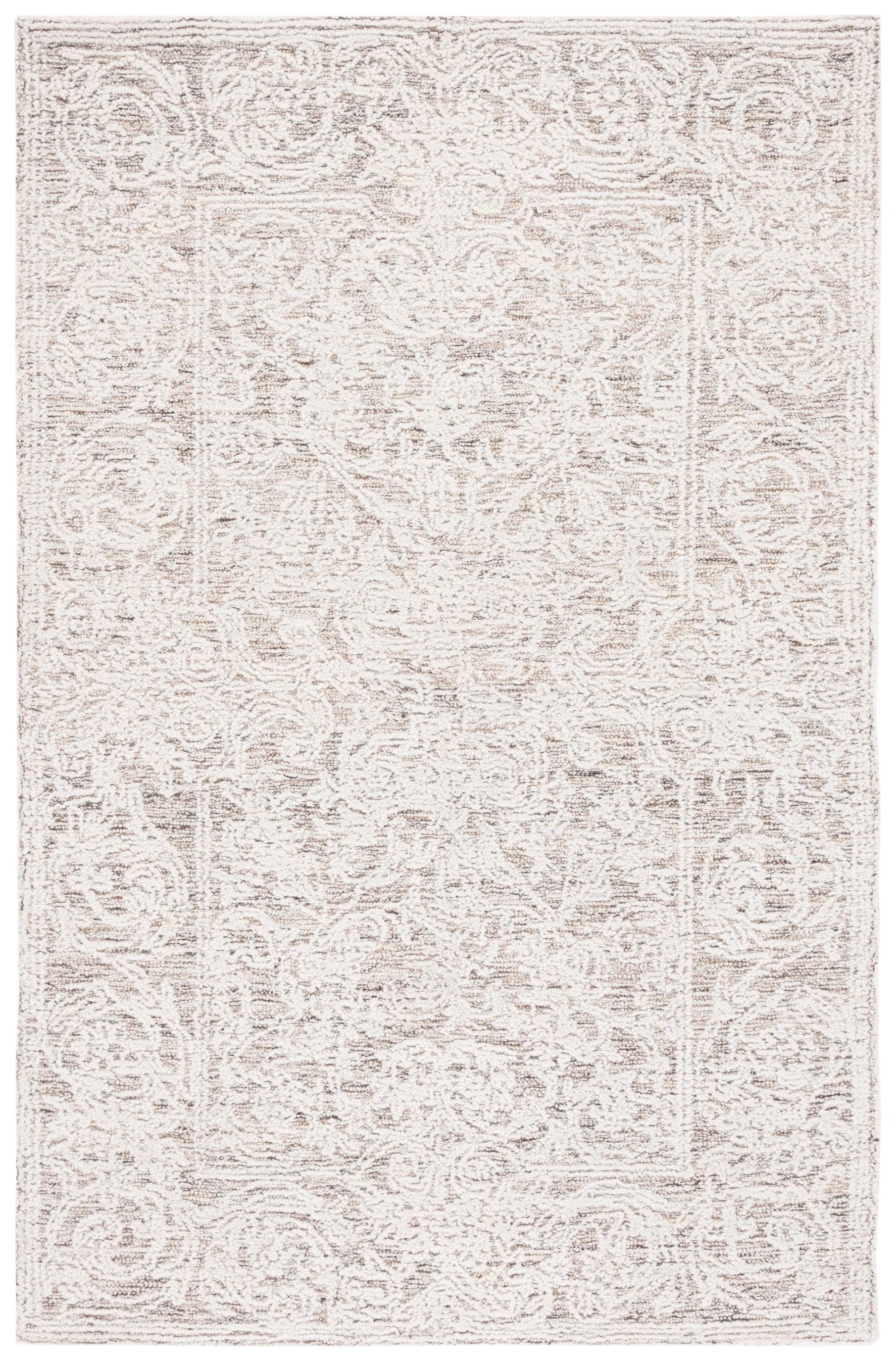 Ivory Abstract Handmade Tufted Wool Area Rug 3' x 5'