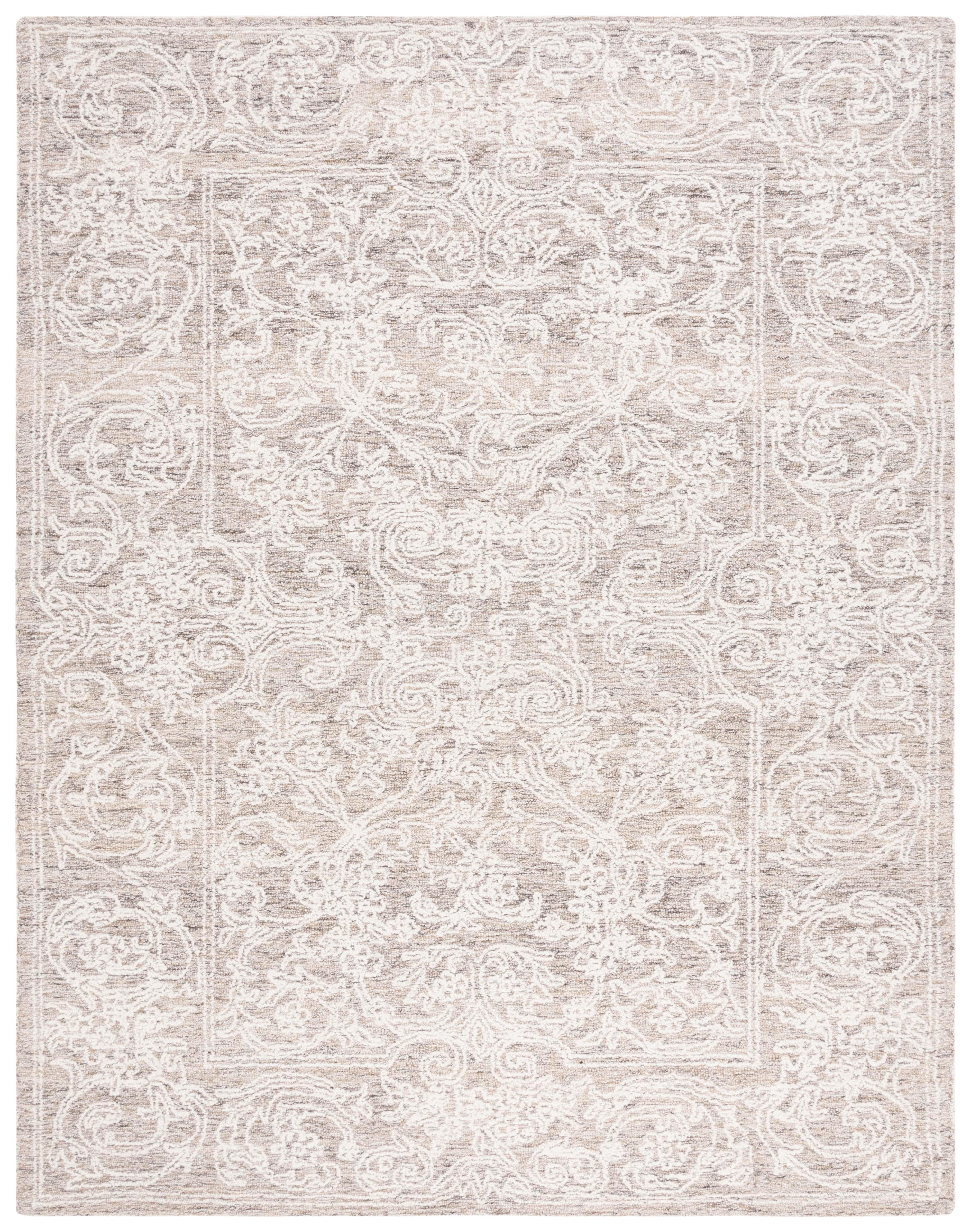 Ivory Abstract Hand-Tufted Wool Area Rug, 8' x 10'