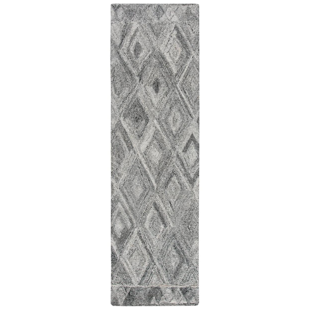 Abstract ABT618 Handmade Indoor Runner - Grey/Black - 2'-3"x8' - Safavieh