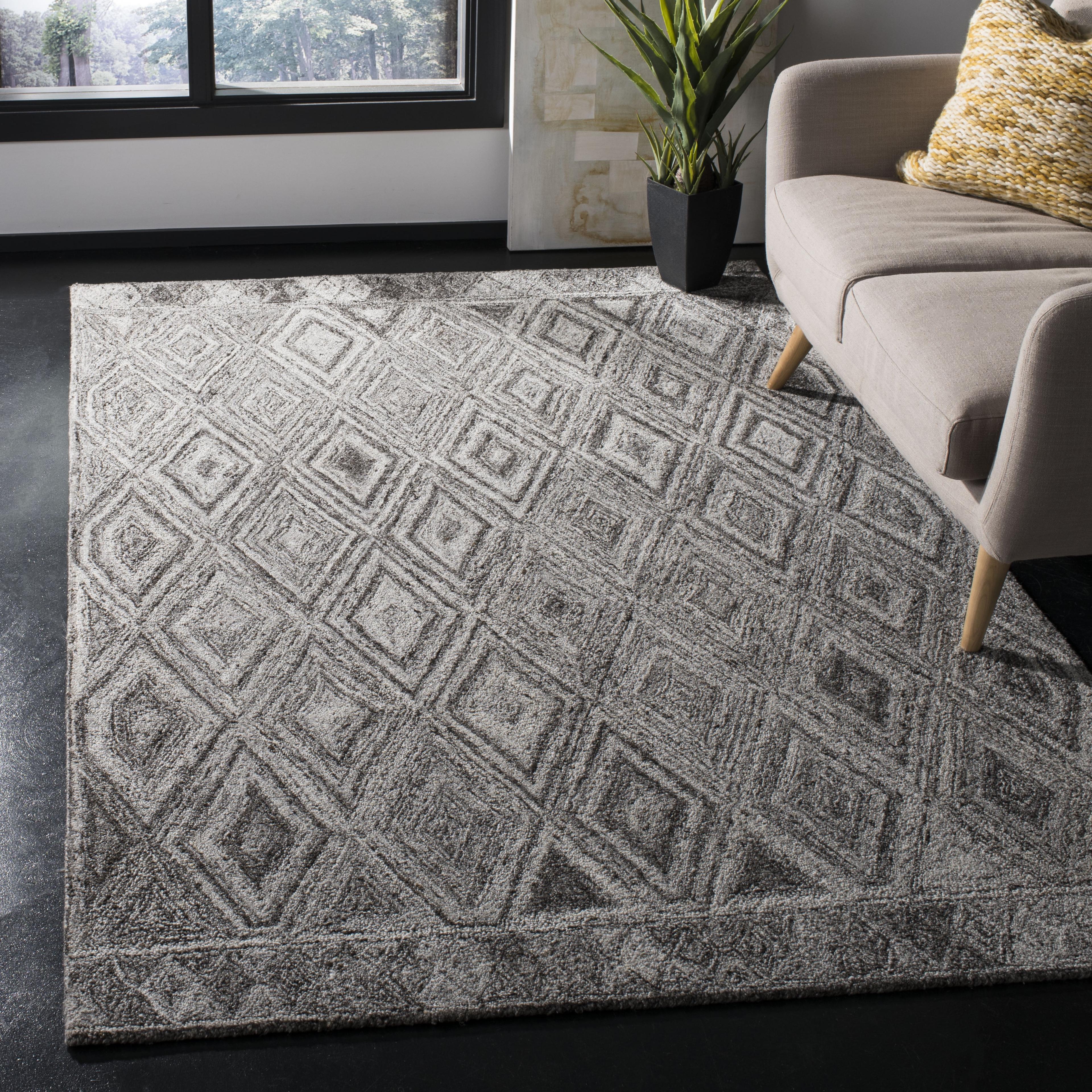 Abstract ABT618 Handmade Indoor Area Rug - Grey/Black - 4'x6' - Safavieh