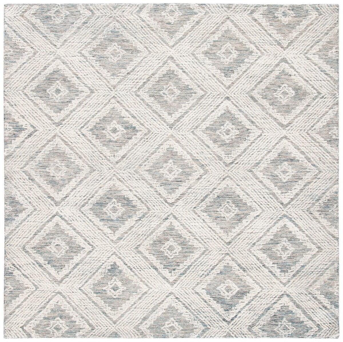 Abstract ABT347 Hand Tufted Area Rug - Ivory/Denim - 6'x6' - Safavieh .