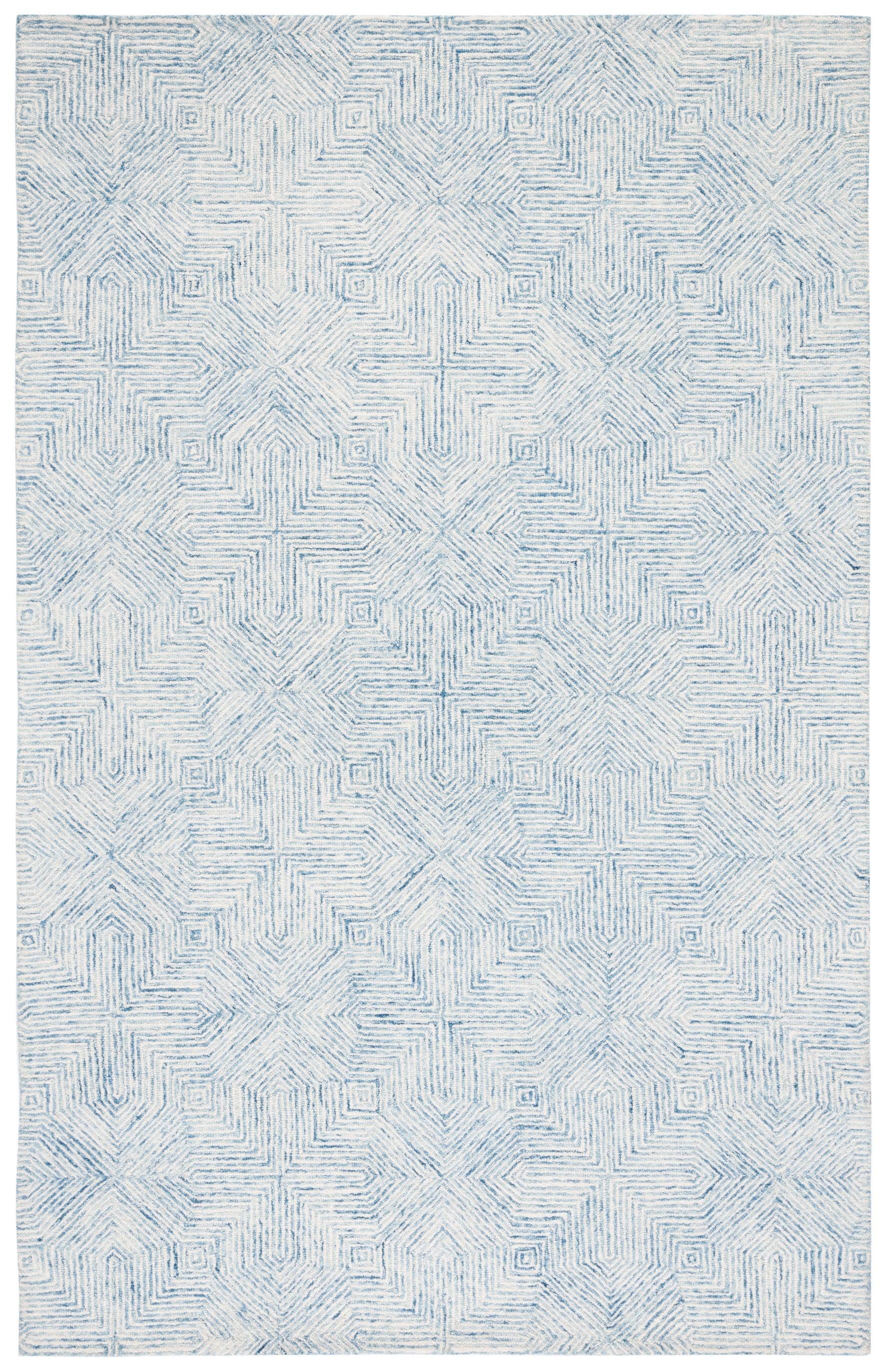 Handmade Blue Abstract Tufted Wool 4' x 6' Rug