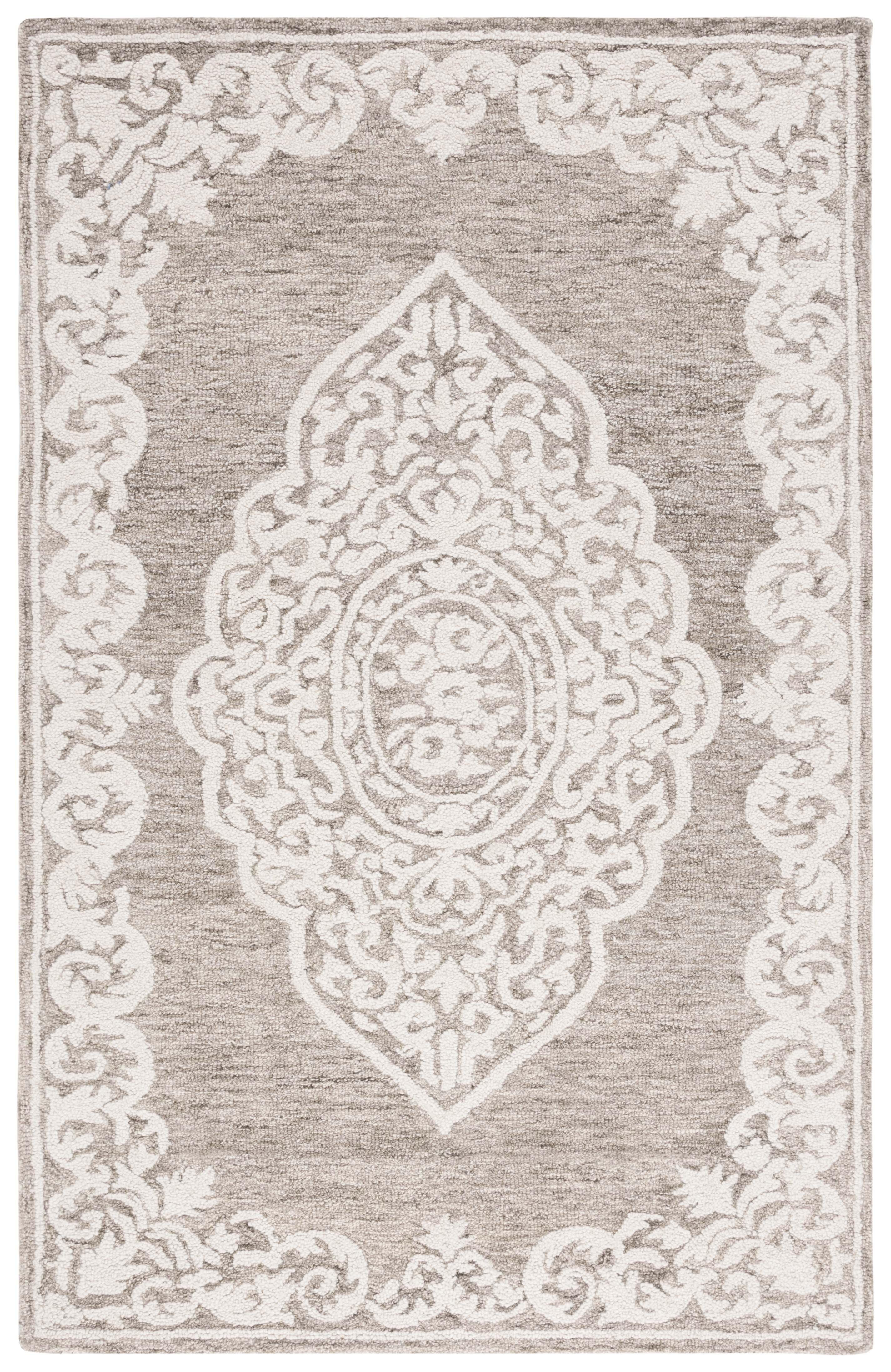 Ivory Abstract Tufted Wool 8' x 10' Rectangular Area Rug