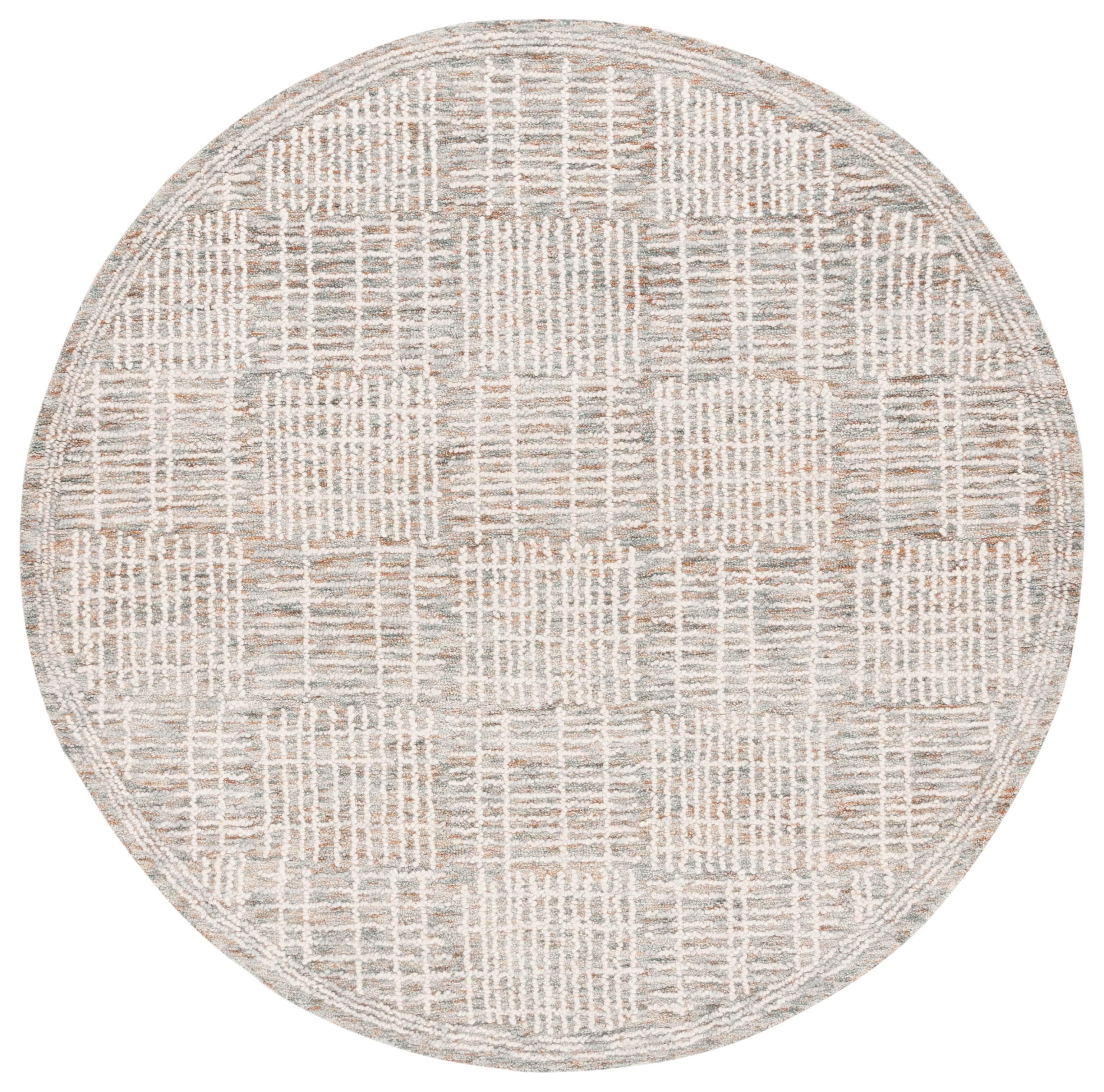 SAFAVIEH Abstract Milan Striped Area Rug, Brown/Ivory, 6' x 6' Round