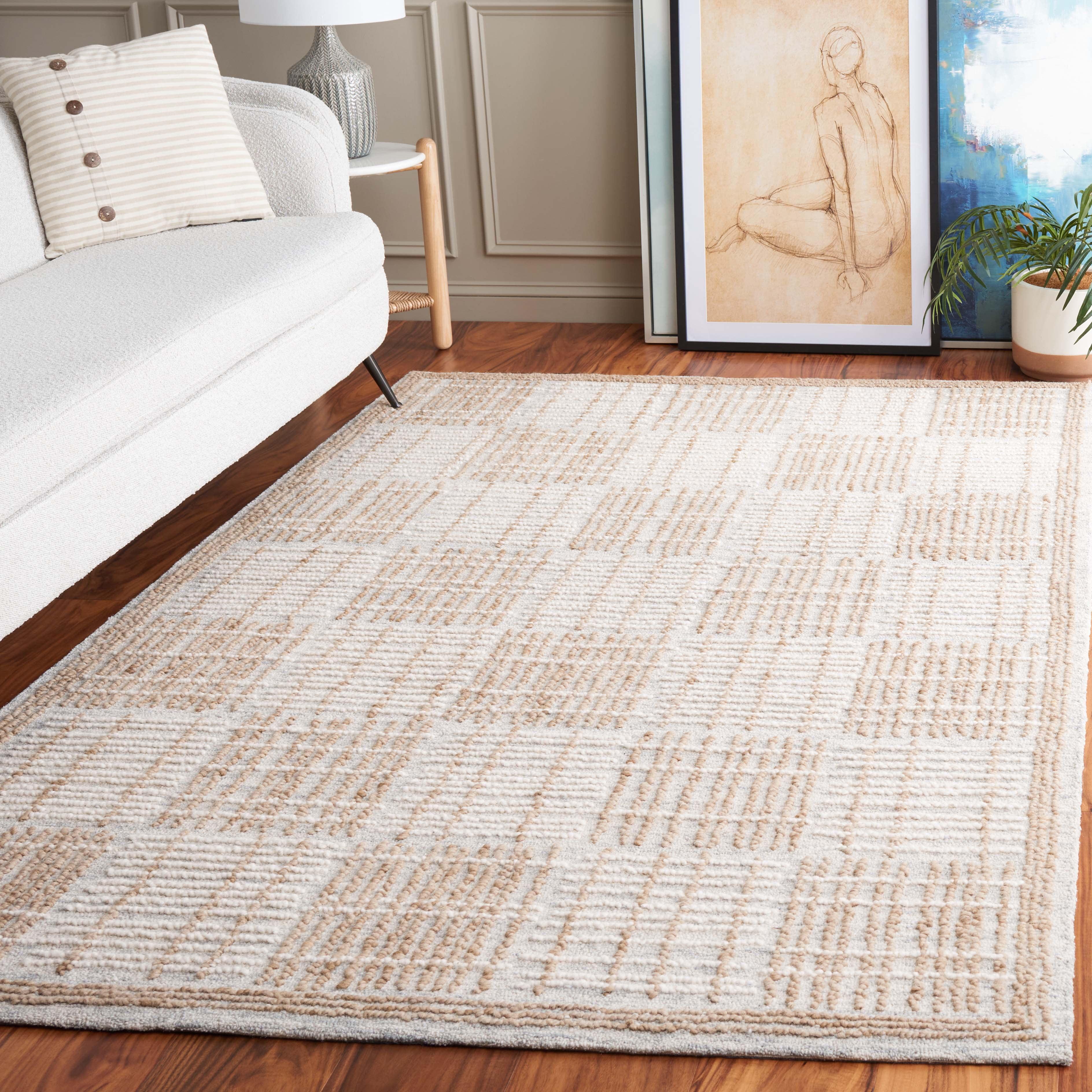 SAFAVIEH Abstract Milan Striped Area Rug, Sage/Taupe, 9' x 12'