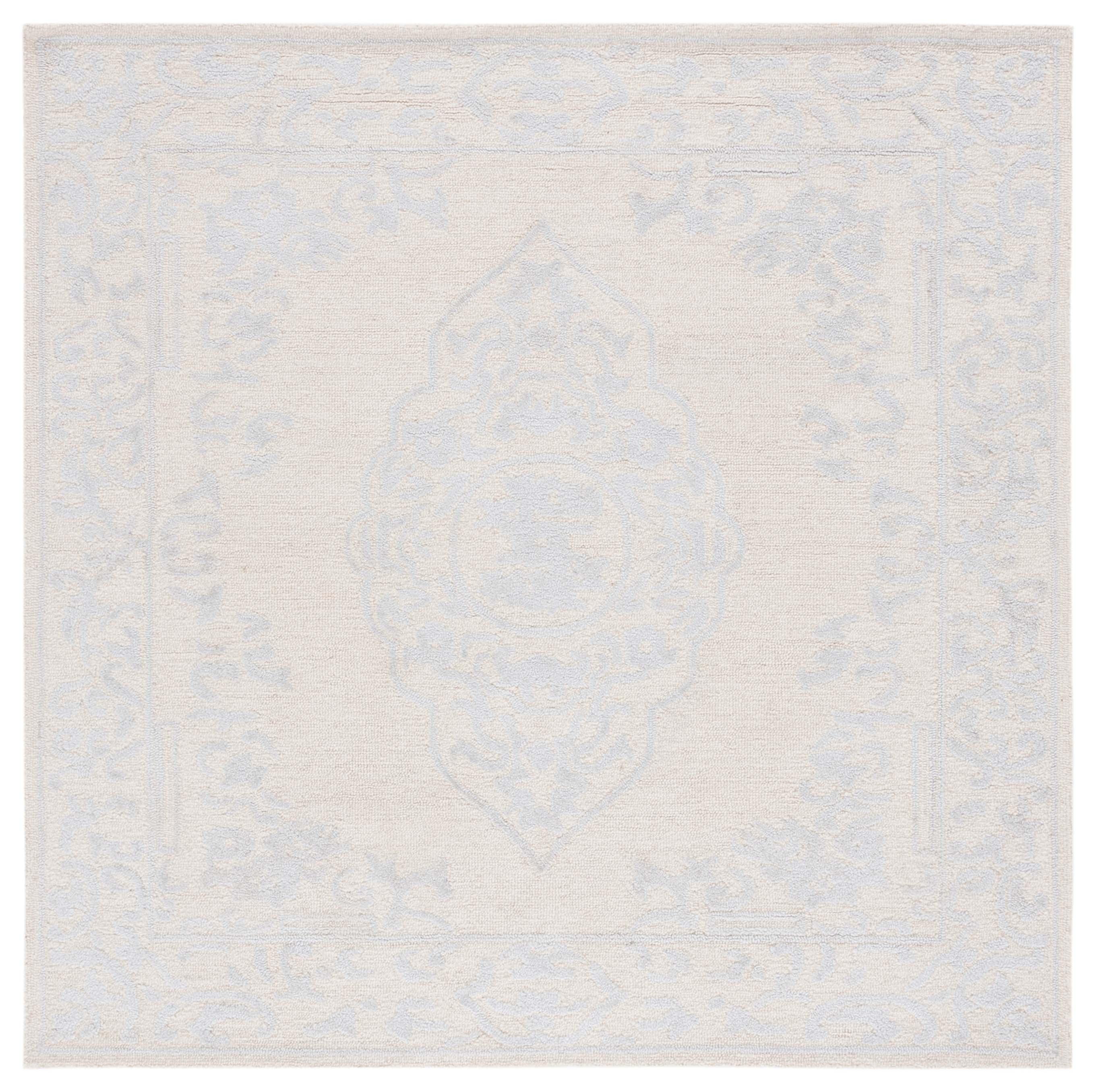 Abstract ABT359 Handmade Tufted Area Rug - Ivory/Beige - 6'-0" x 6'-0" Square - Safavieh