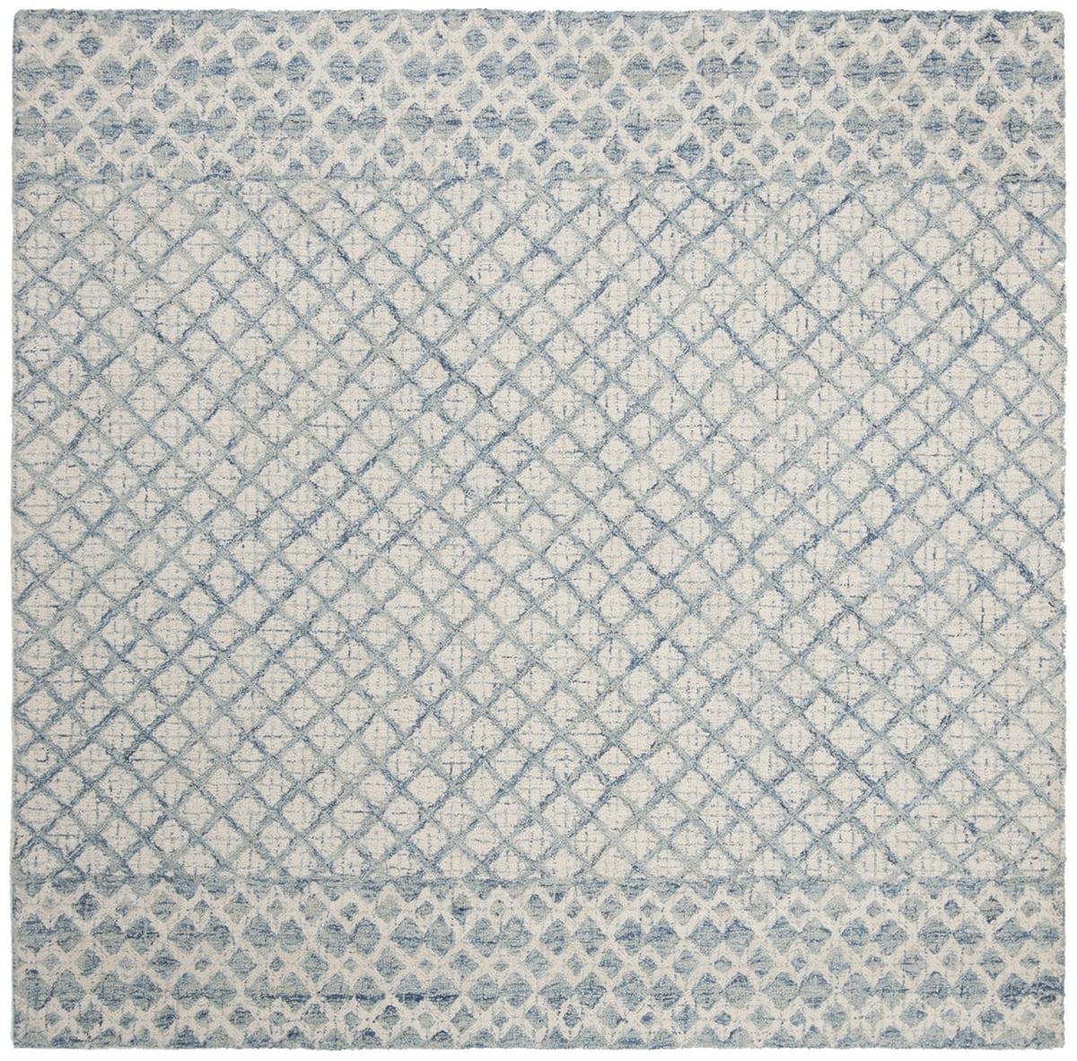 Abstract ABT203 Handmade Indoor Area Rug - Blue/Ivory - 4'x4' - Safavieh