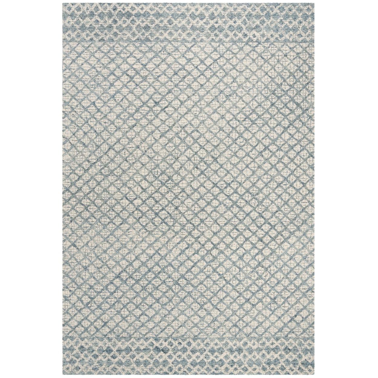 SAFAVIEH Abstract Ryder Abstract Wool Area Rug, Blue/Ivory, 9' x 12'