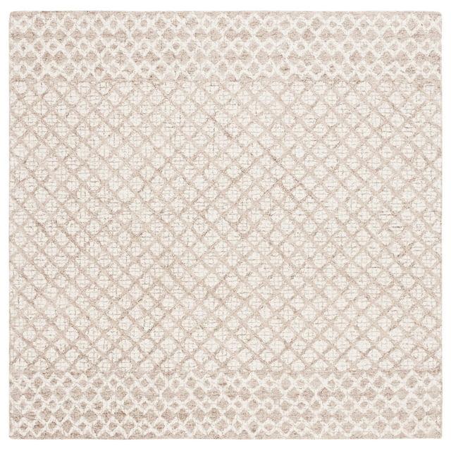 SAFAVIEH Abstract Ryder Geometric Area Rug, Ivory/Brown, 6' x 6' Square
