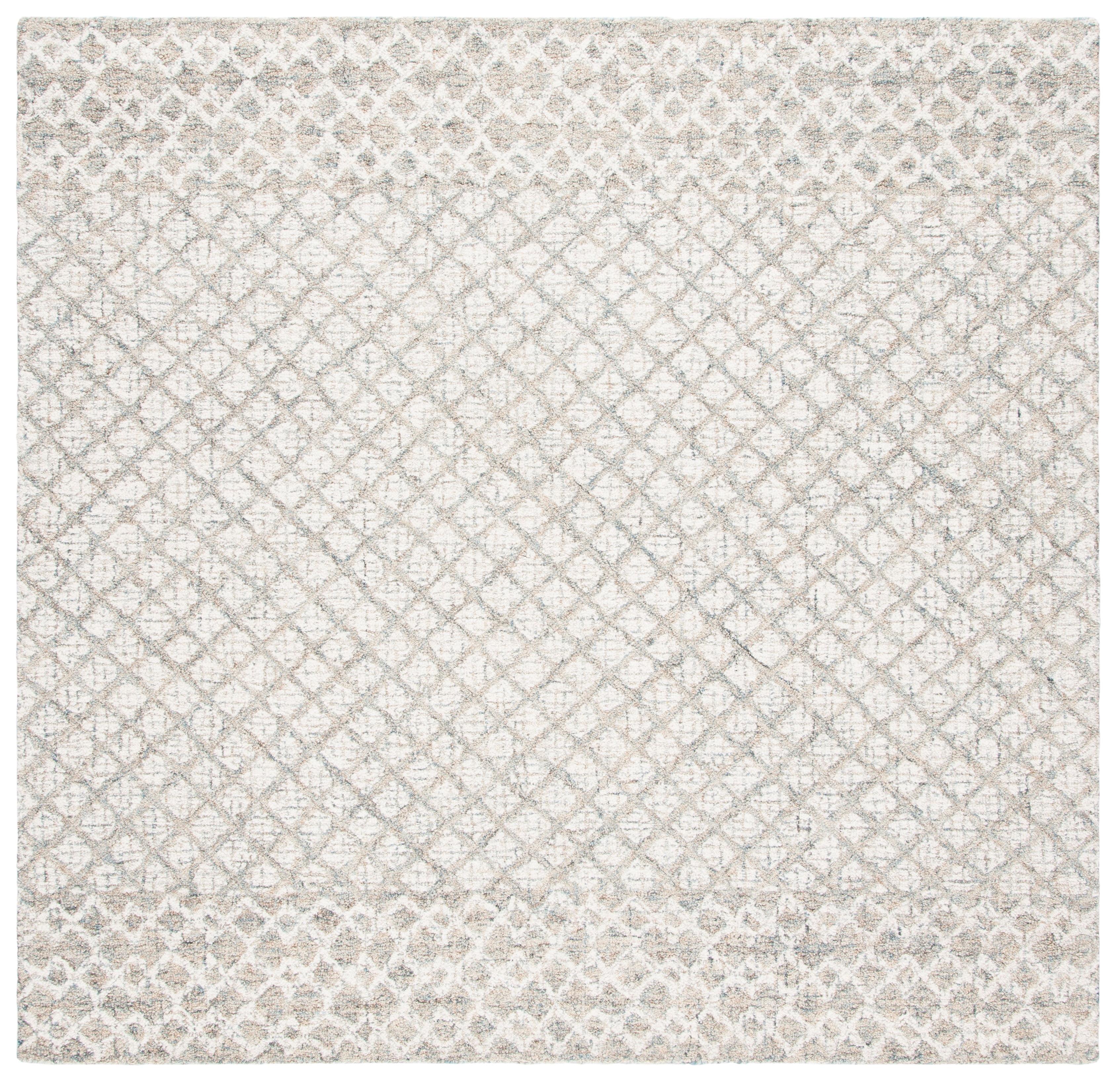 SAFAVIEH Abstract Ryder Abstract Wool Area Rug, Ivory/Grey, 4' x 4' Square