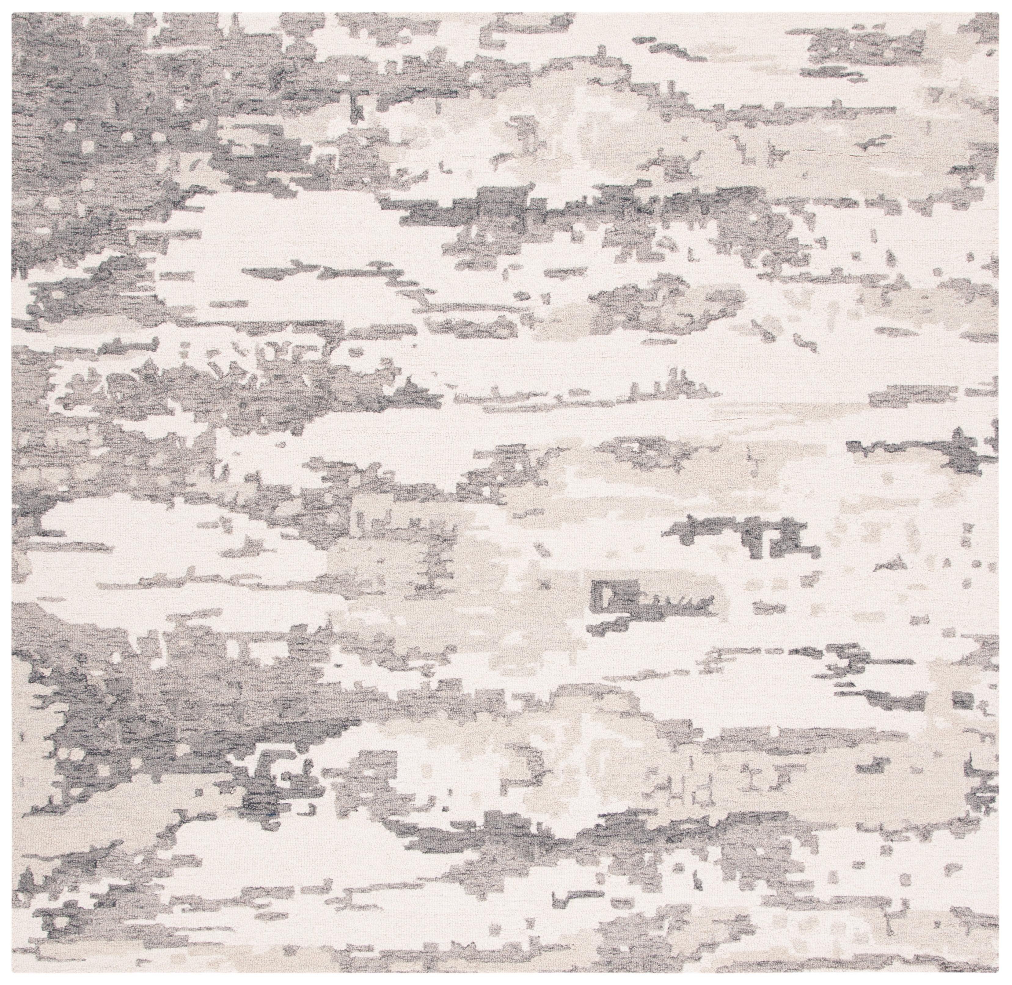 Abstract ABT465 Handmade Indoor Area Rug - Charcoal/Ivory - 6'x6' - Safavieh