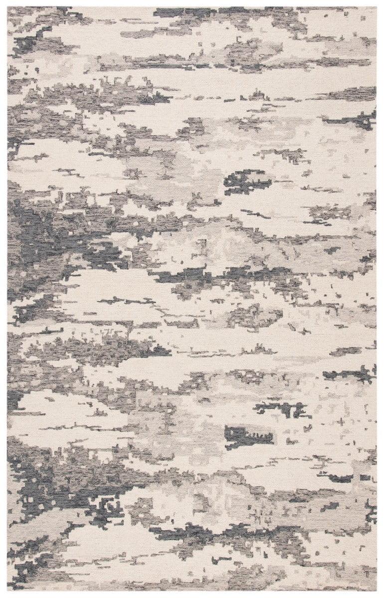 Charcoal & Ivory Abstract Hand-Tufted Wool Rug - 2'3" x 4'