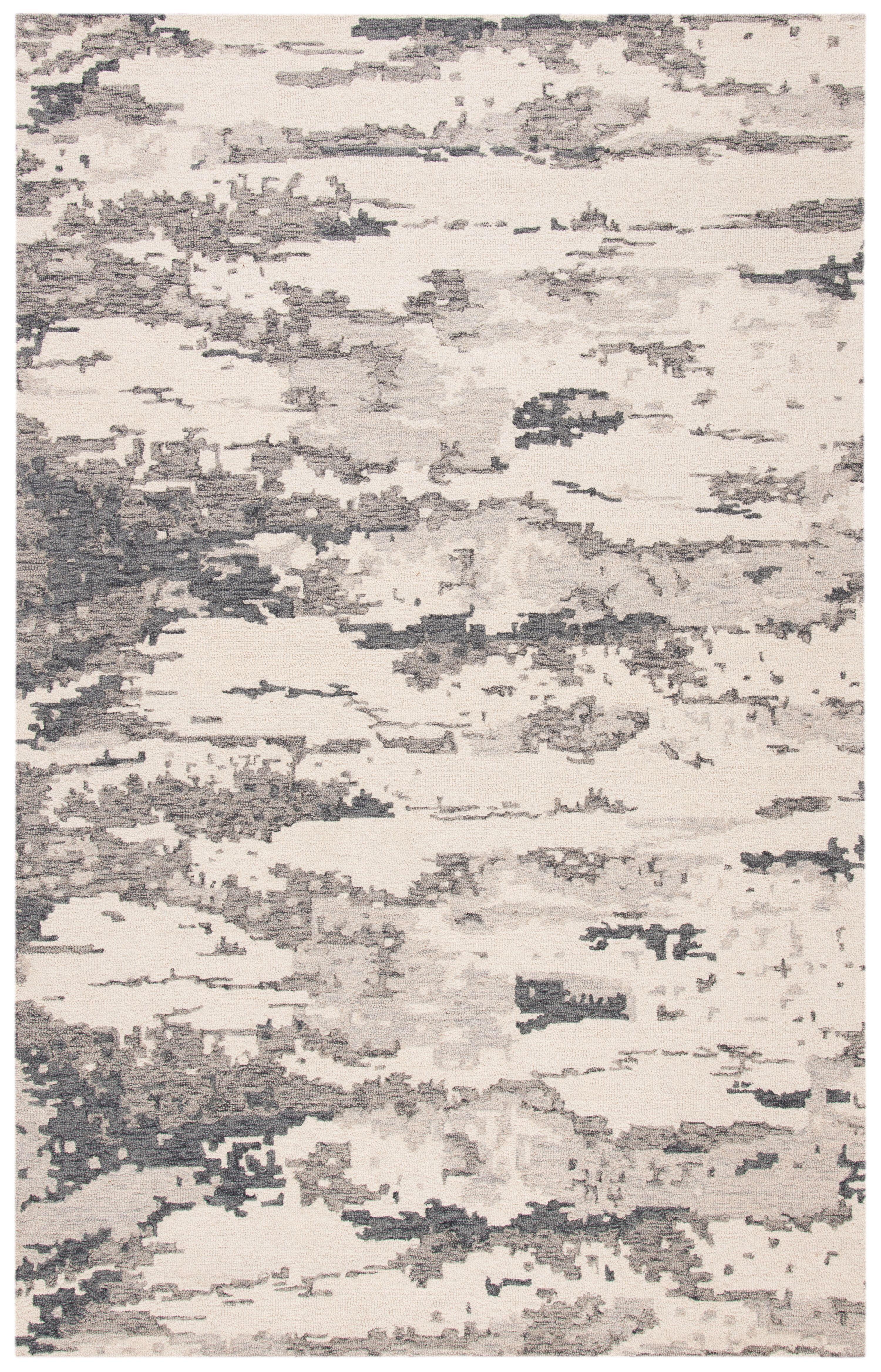 SAFAVIEH Abstract Seachlann Abstract Wool Area Rug, Charcoal/Ivory, 5' x 8'