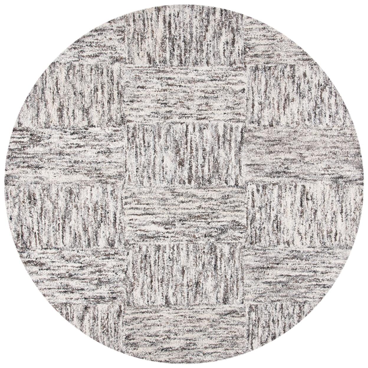 Abstract ABT601 Hand Tufted Area Rug - Ivory/Charcoal - 6' Round - Safavieh .