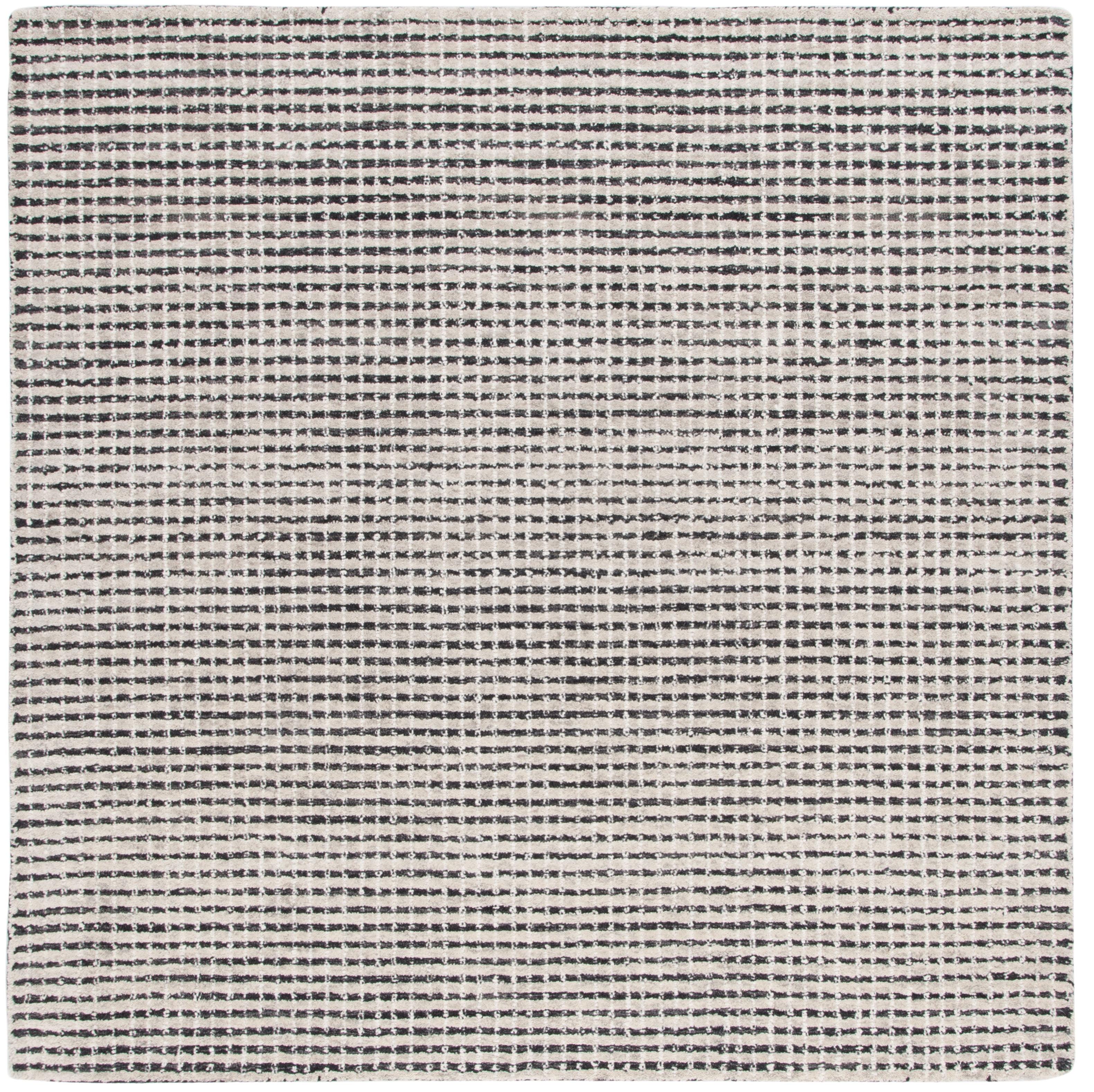 SAFAVIEH Abstract Stephanie Plaid Area Rug, Black/Ivory, 6' x 6' Square