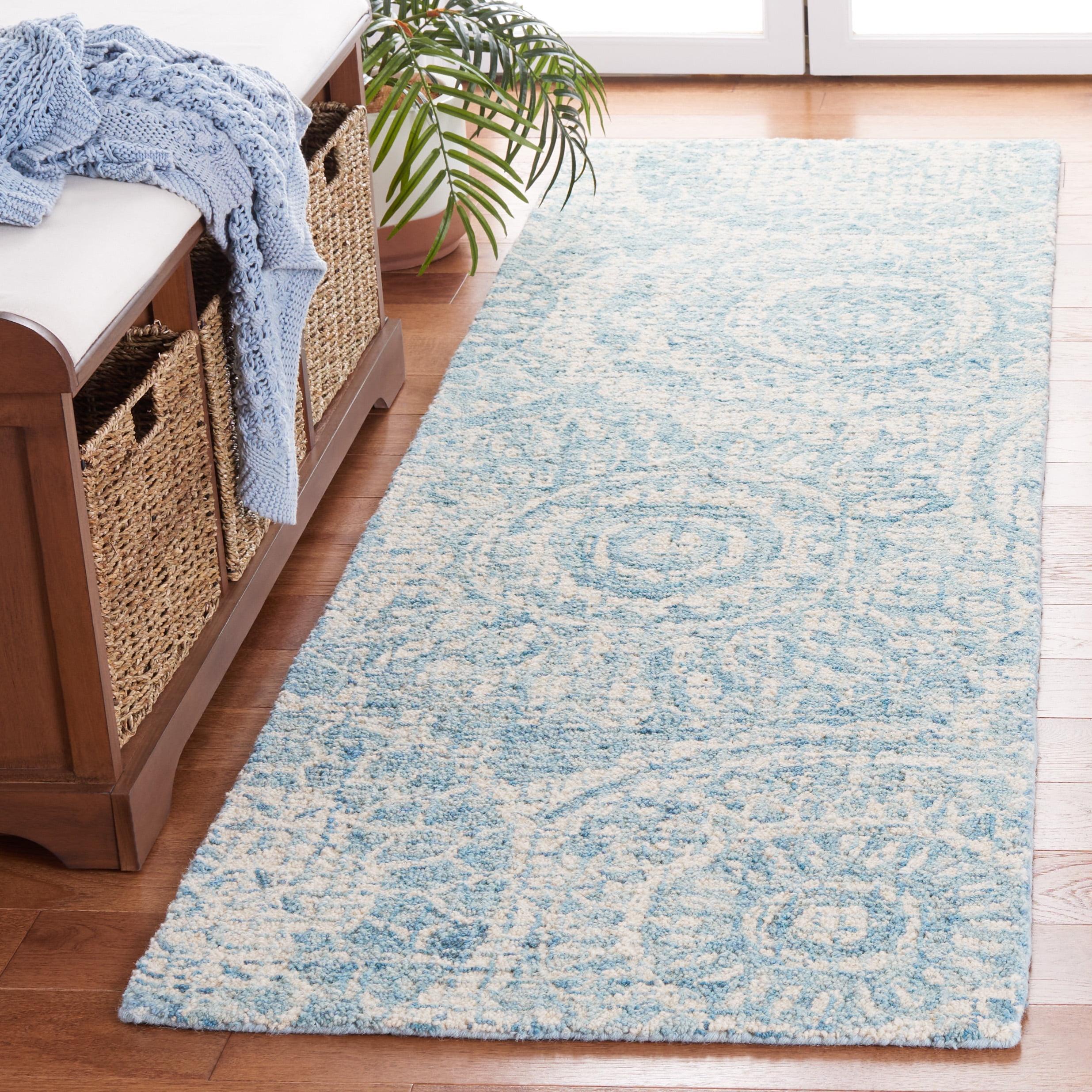 Abstract ABT205 Handmade Indoor Runner - Ivory/Blue - 2'-3"x10' - Safavieh