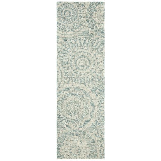 Abstract ABT205 Handmade Indoor Runner - Ivory/Blue - 2'-3"x6' - Safavieh