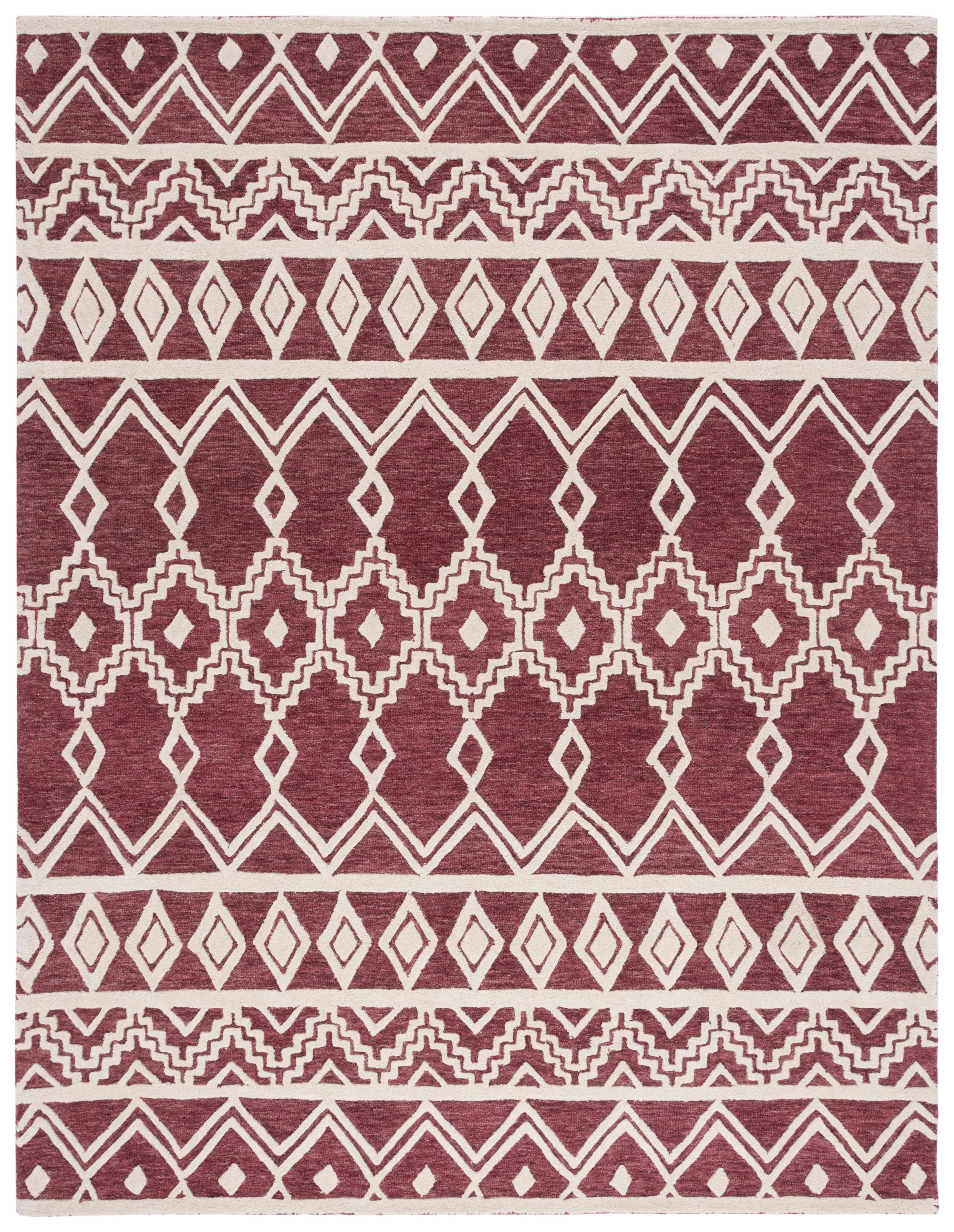 Abstract ABT851 Handmade Indoor Area Rug - Red/Ivory - 8'x10' - Safavieh