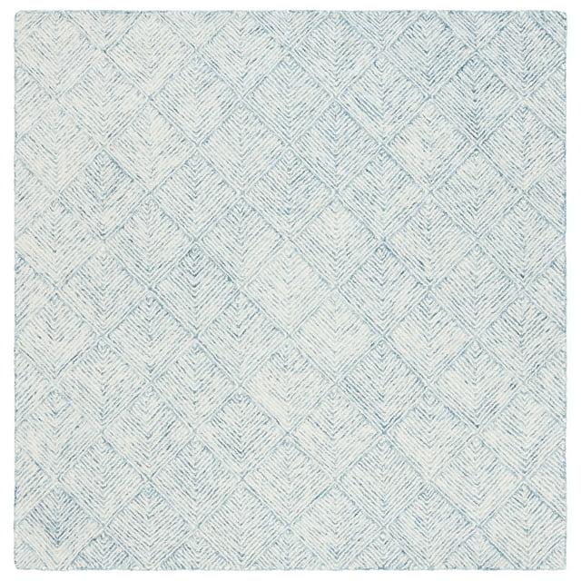 Abstract ABT428 Handmade Indoor Area Rug - Blue/Ivory - 6'x6' - Safavieh