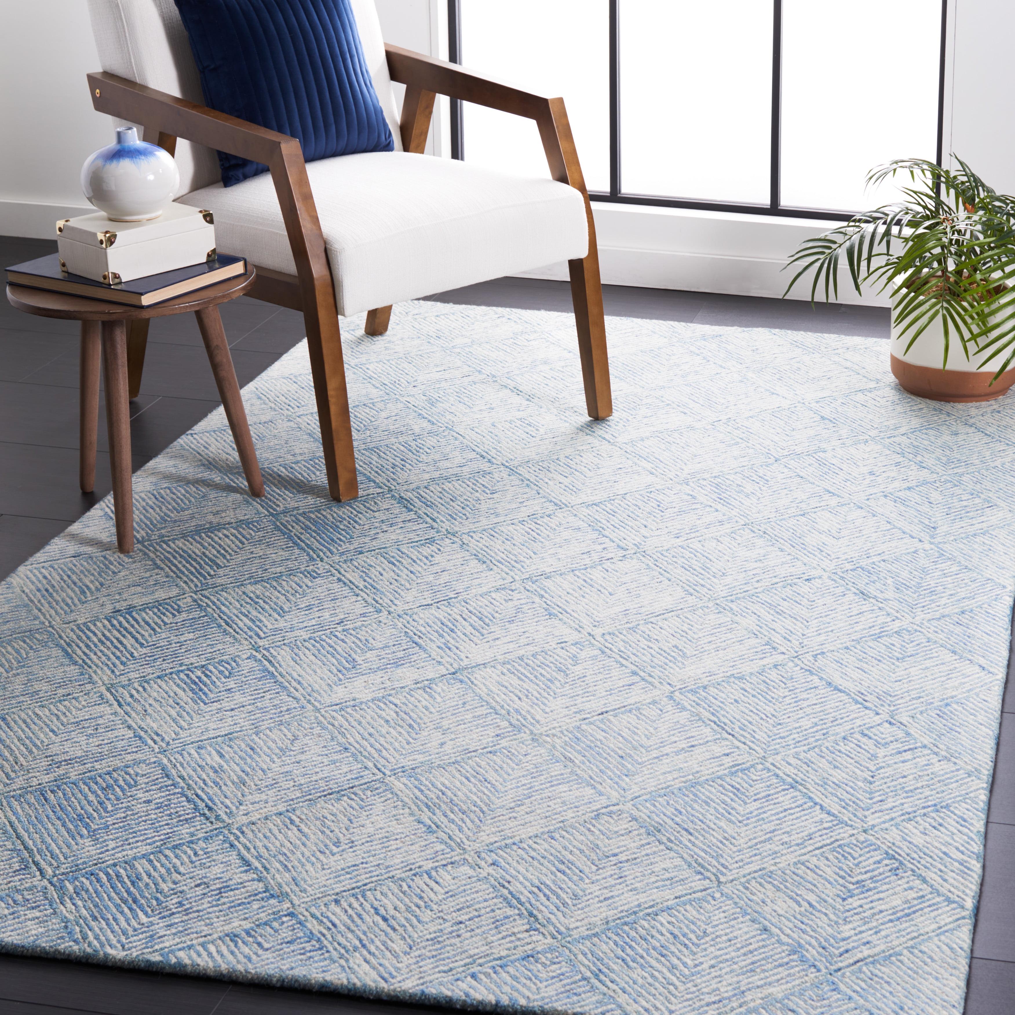 Abstract ABT428 Handmade Indoor Area Rug - Blue/Ivory - 6'x9' - Safavieh