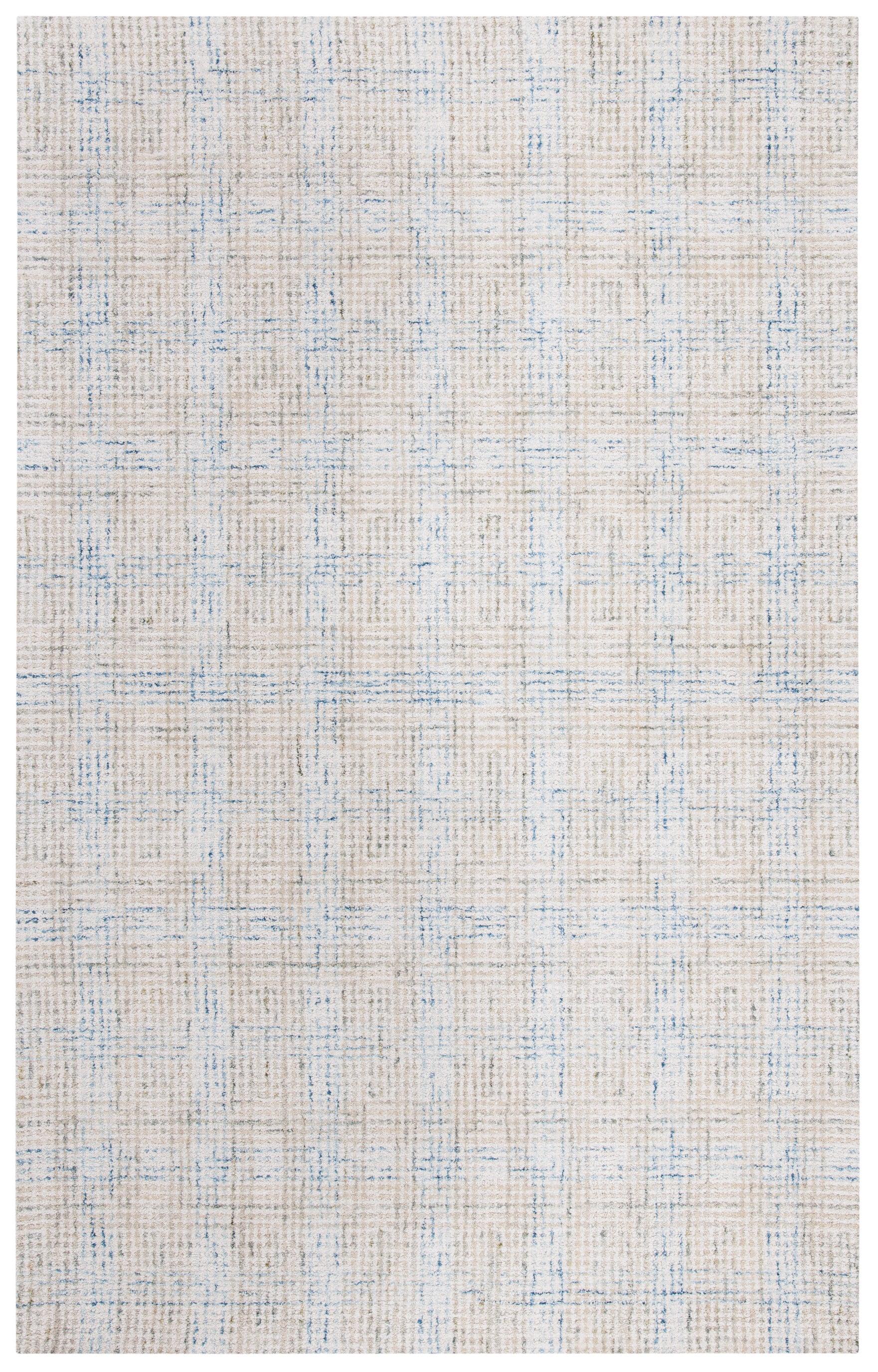 Ivory and Beige Abstract Handmade Wool Area Rug, 6' x 9'