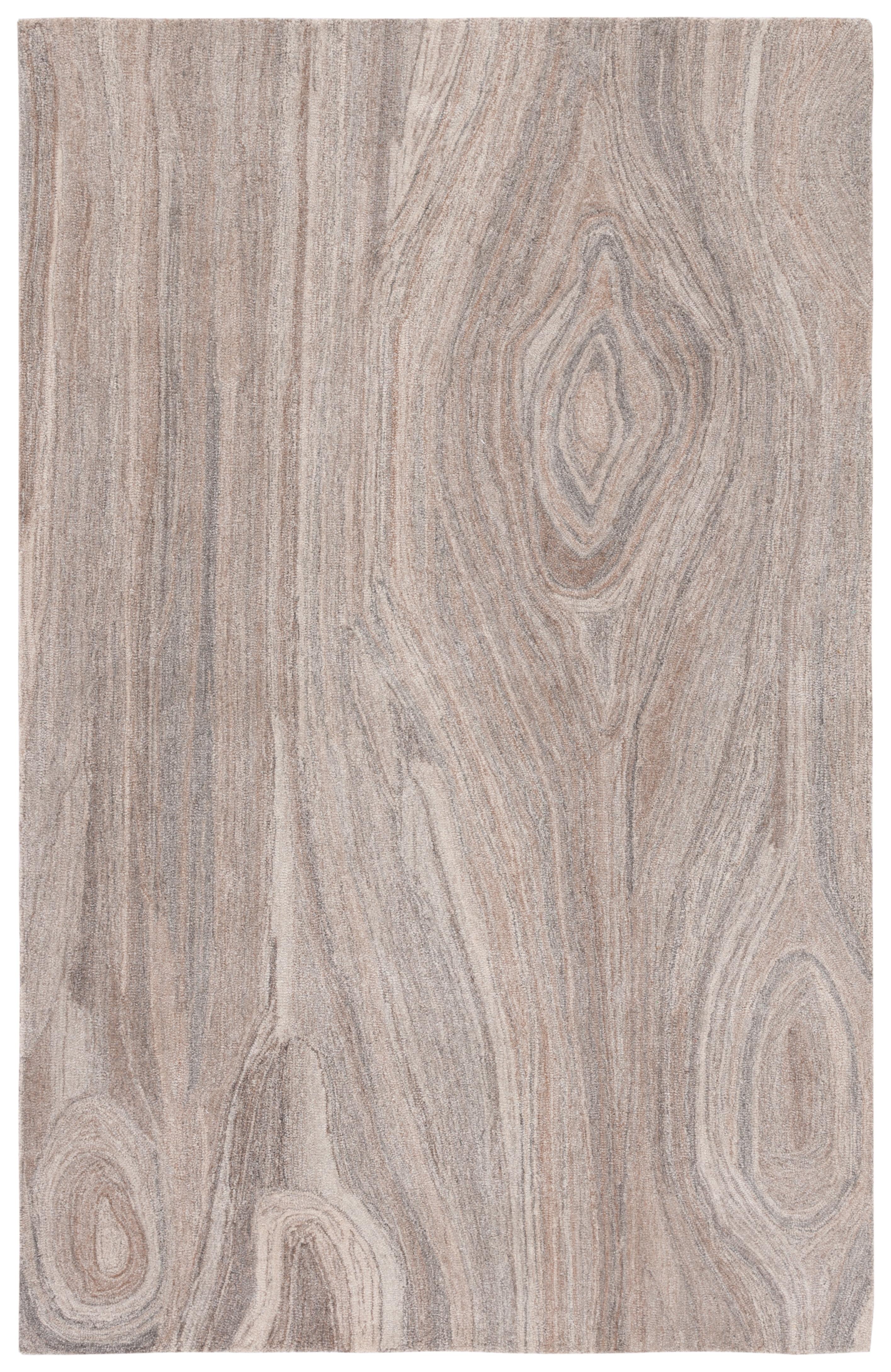 Beige and Grey Abstract Wool 6' x 9' Area Rug