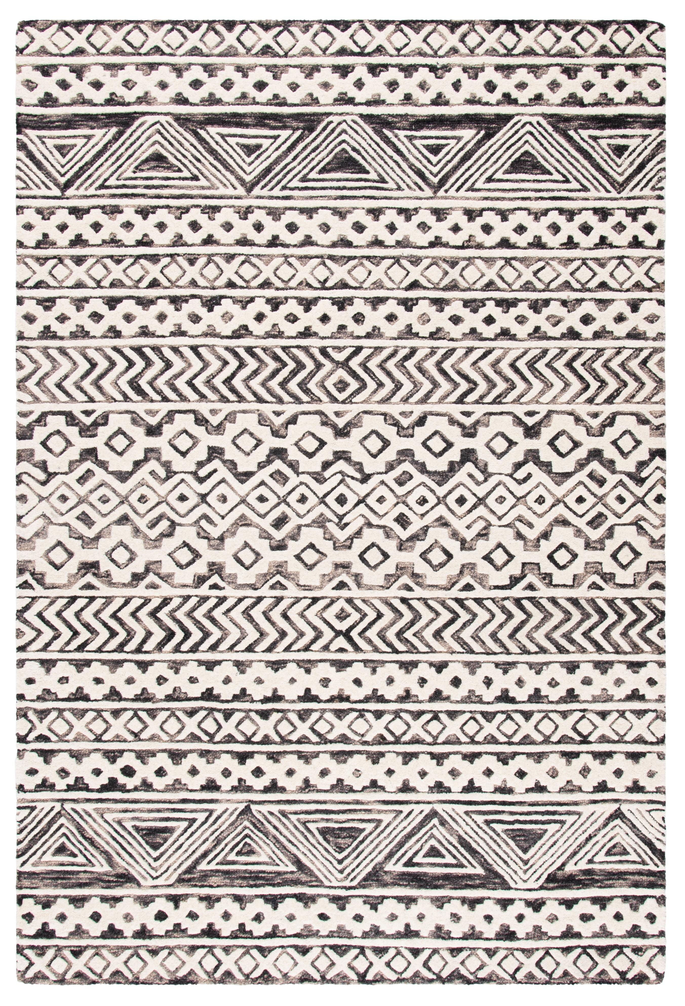 SAFAVIEH Abstract Zachariah Geometric Area Rug, Ivory/Grey, 9' x 12'