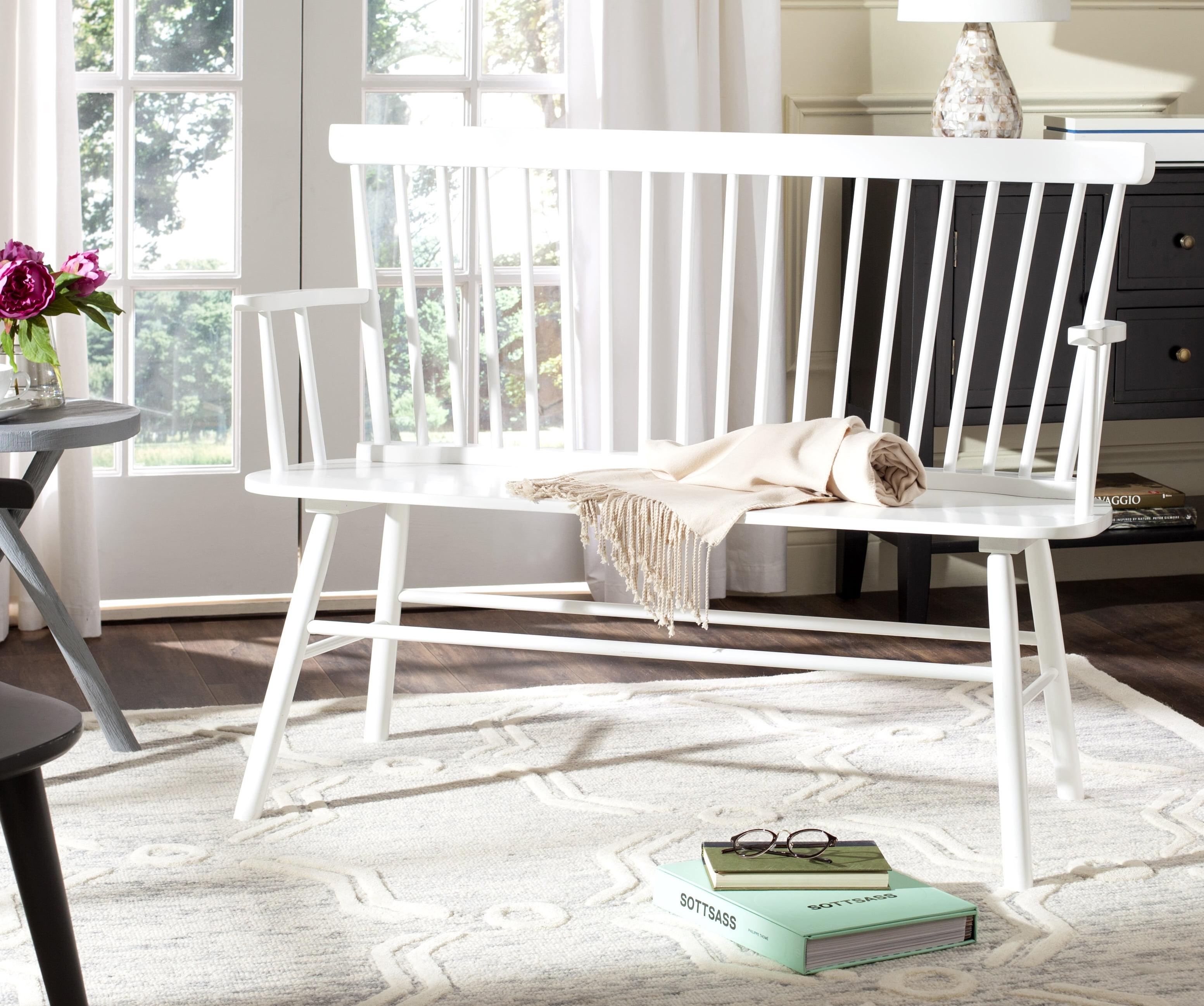 SAFAVIEH Addison Contemporary Solid Spindle back Settee, White