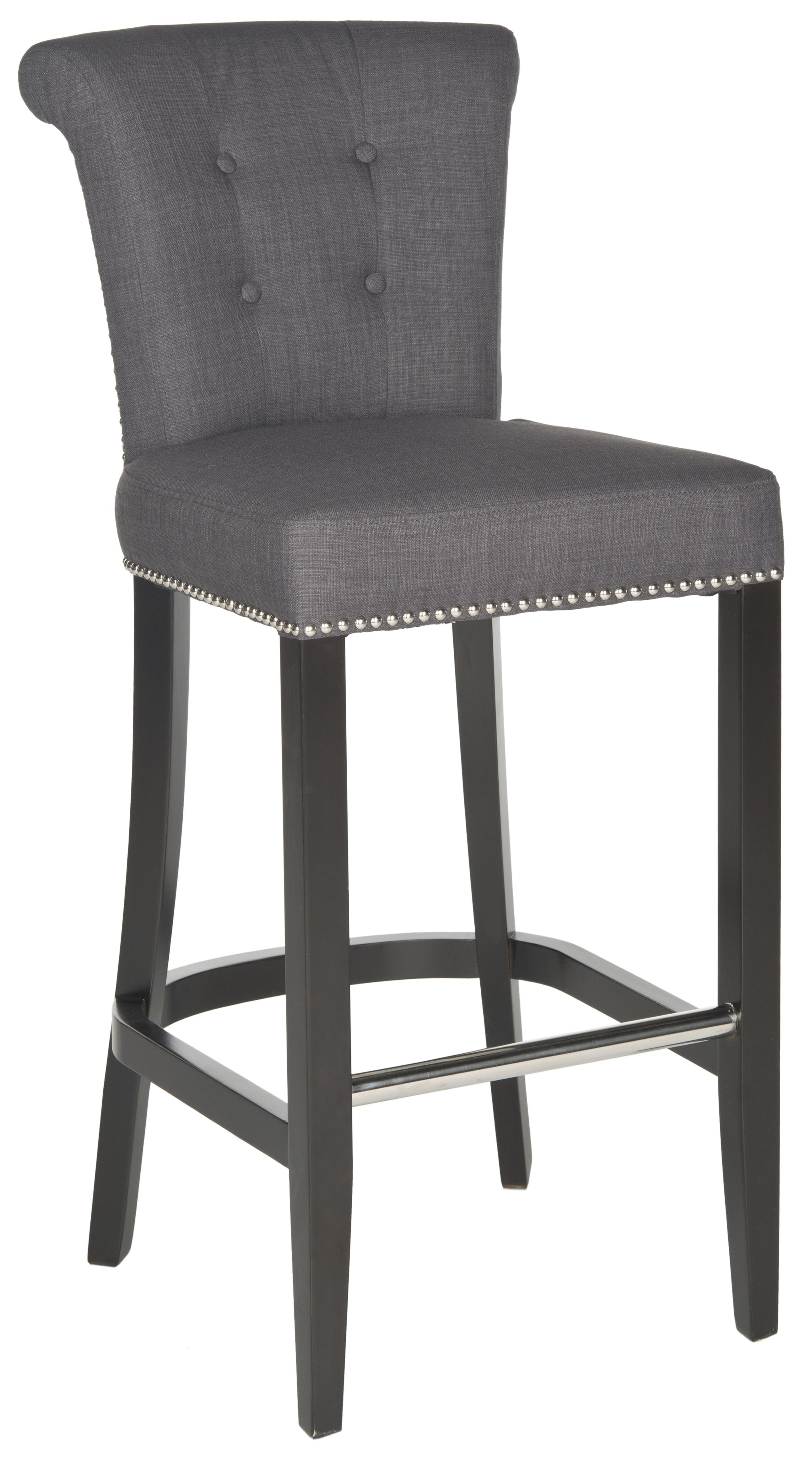 Charcoal Linen Weave 44" Transitional Birch Bar Stool