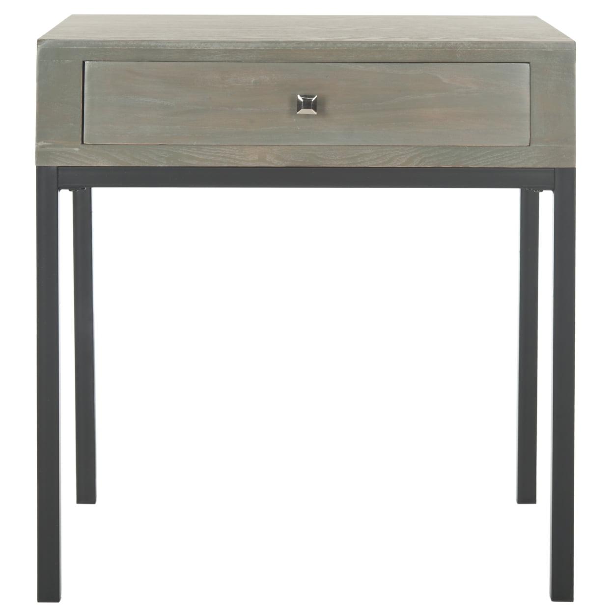 Adena 24" Gray Wood and Metal Rectangular End Table with Storage