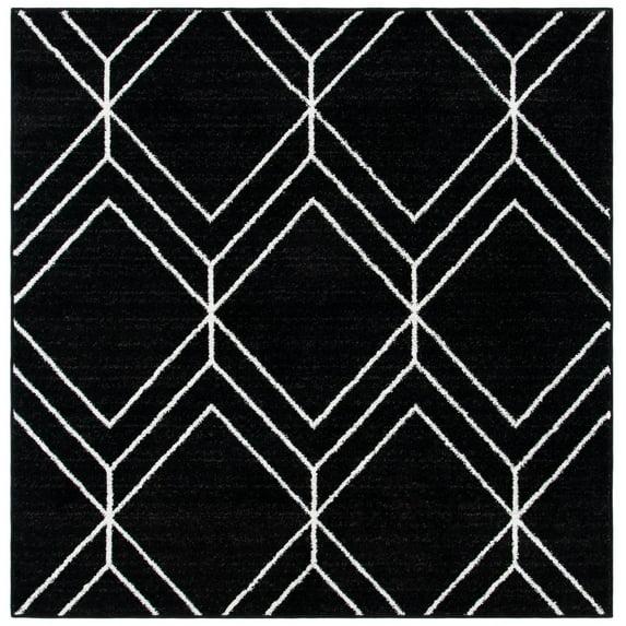 Adirondack ADR241 Machine Made Indoor Area Rug - Black/Ivory - 4'x4' - Safavieh